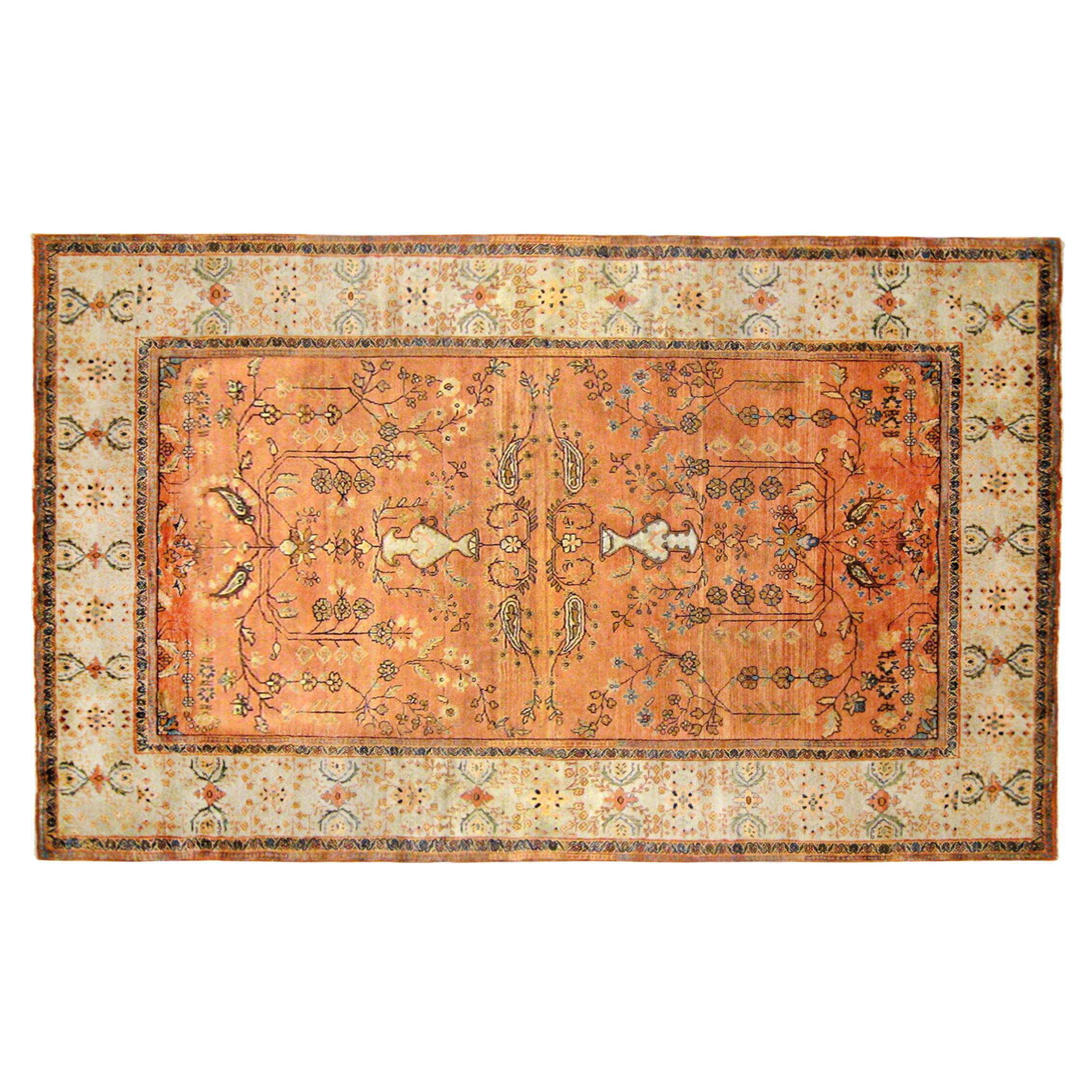 Antique Ferahan Sarouk Oriental Rug, in Room Size, with Floral Design