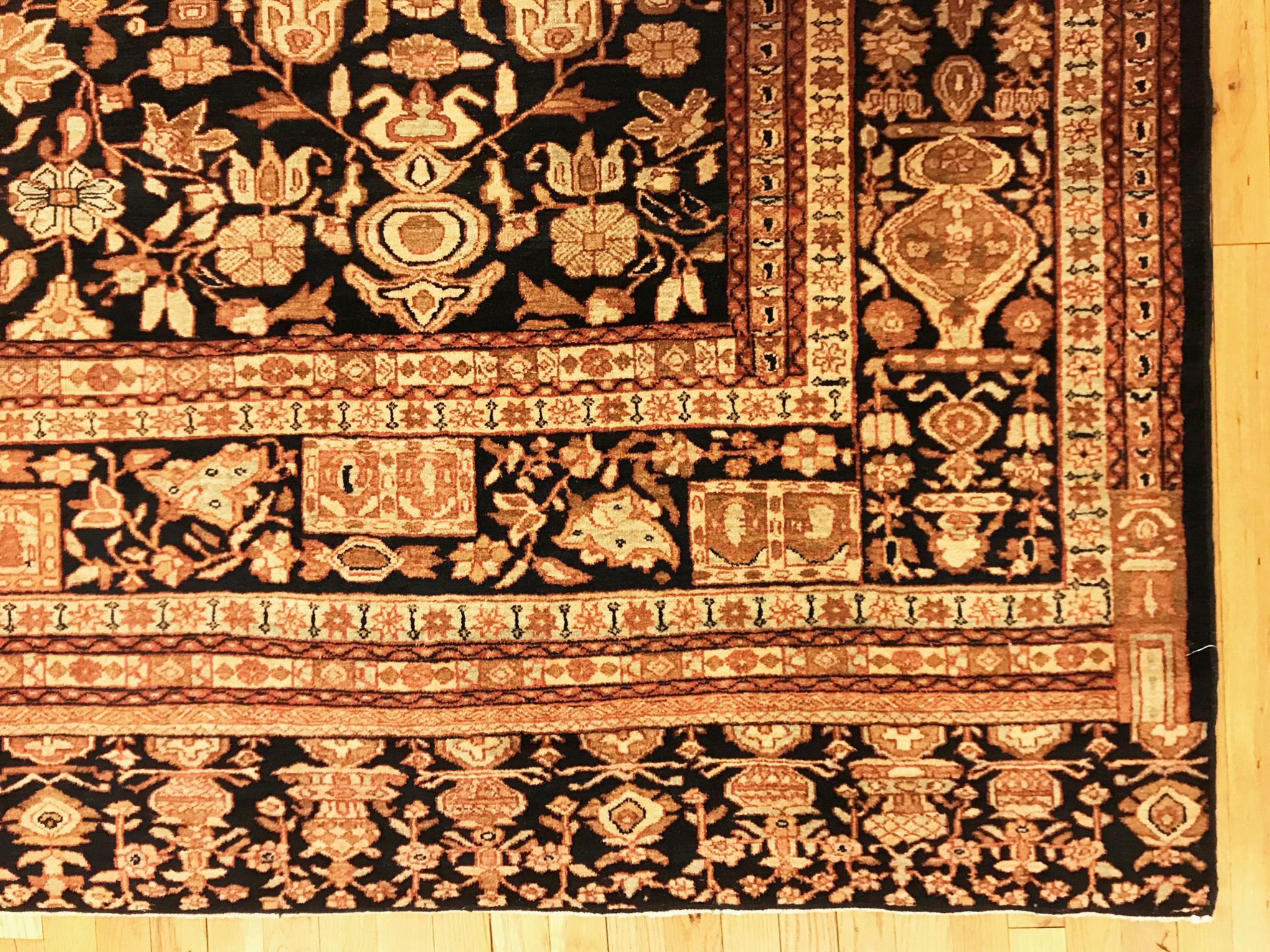 Antiker orientalischer Ferahan Sarouk-Teppich in Zimmergröße, mit kompliziertem floralem Design im Angebot 1