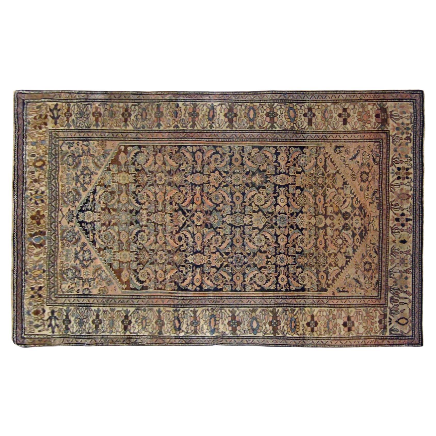Alfombra oriental antigua Ferahan Sarouk, de tamaño pequeño, con diseño Herati