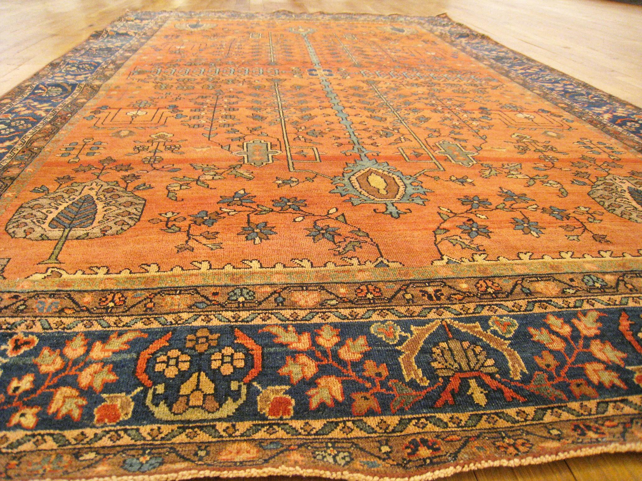 Wool Antique Ferahan Sarouk Oriental Rug, in Small Size, with Symmetrical Design