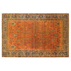 Antique Ferahan Sarouk Oriental Rug, in Small Size, with Symmetrical Design