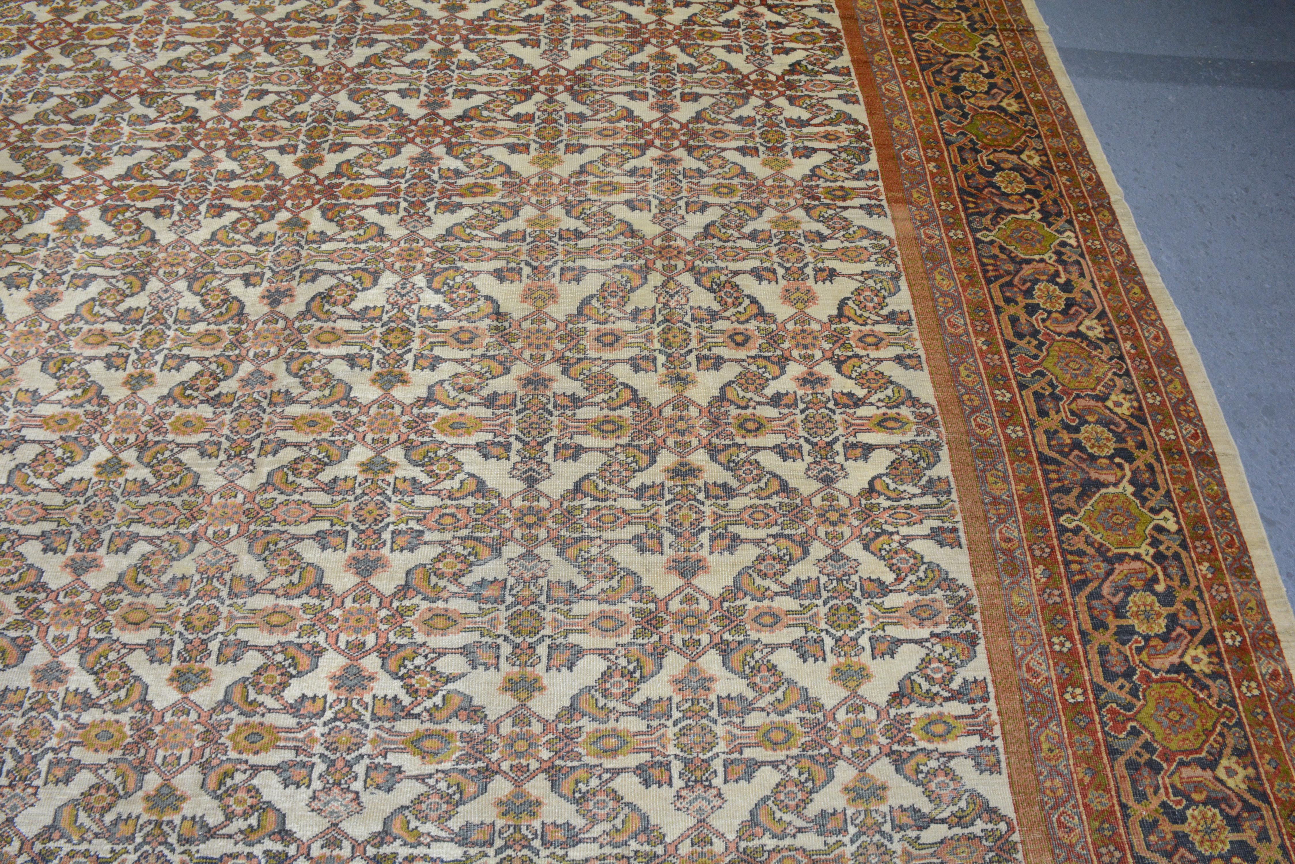 Vegetable Dyed Antique Fereghan Carpet For Sale