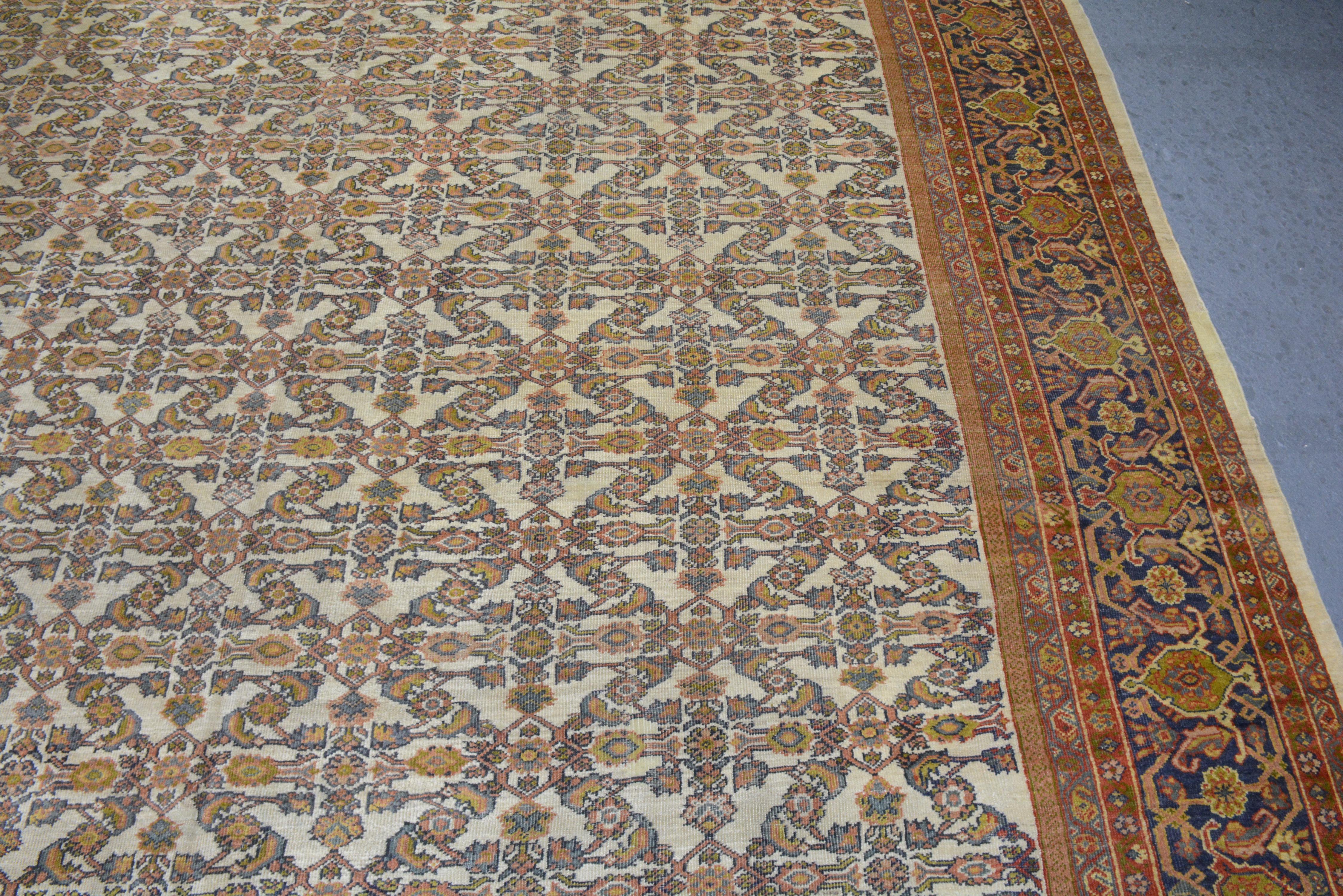 19th Century Antique Fereghan Carpet For Sale
