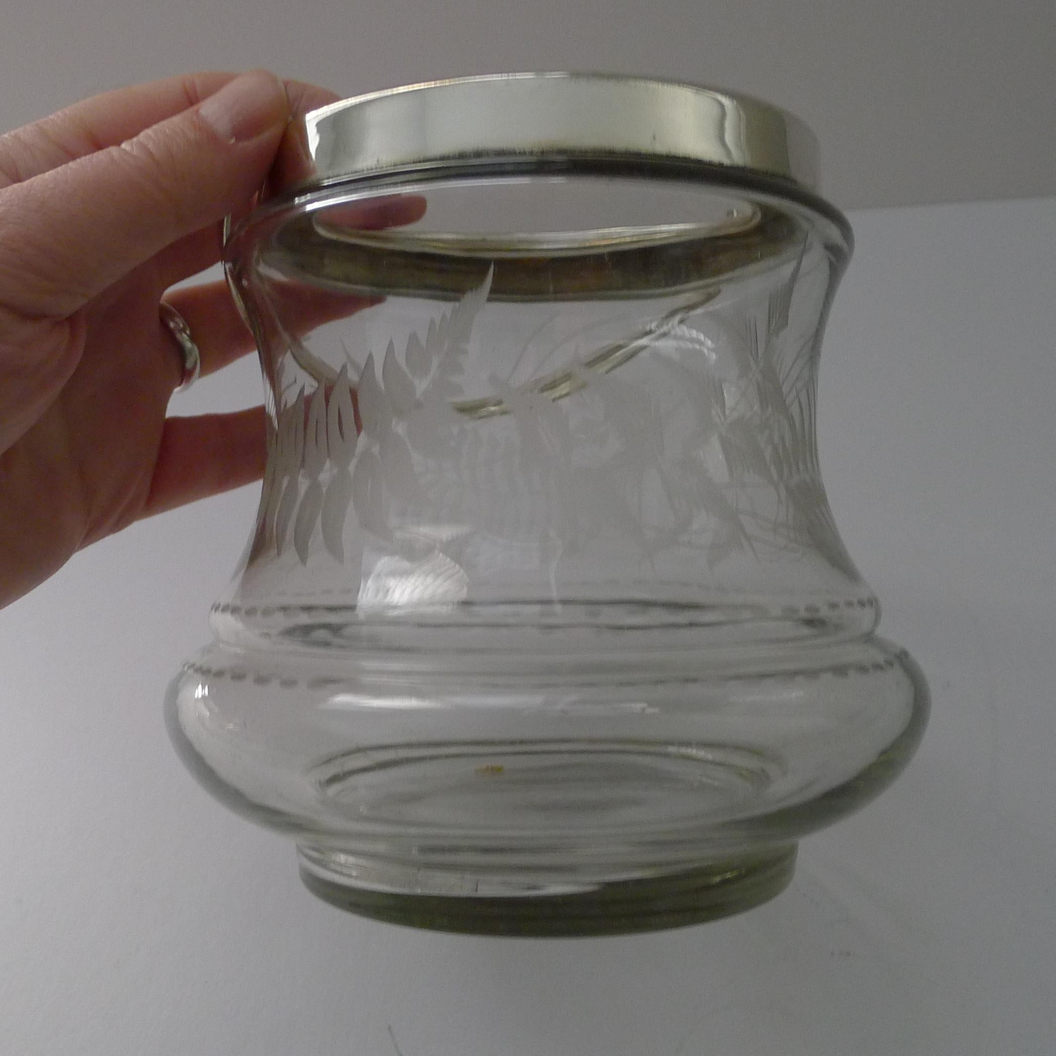 Antique Fern Engraved Biscuit Barrel c.1890 3