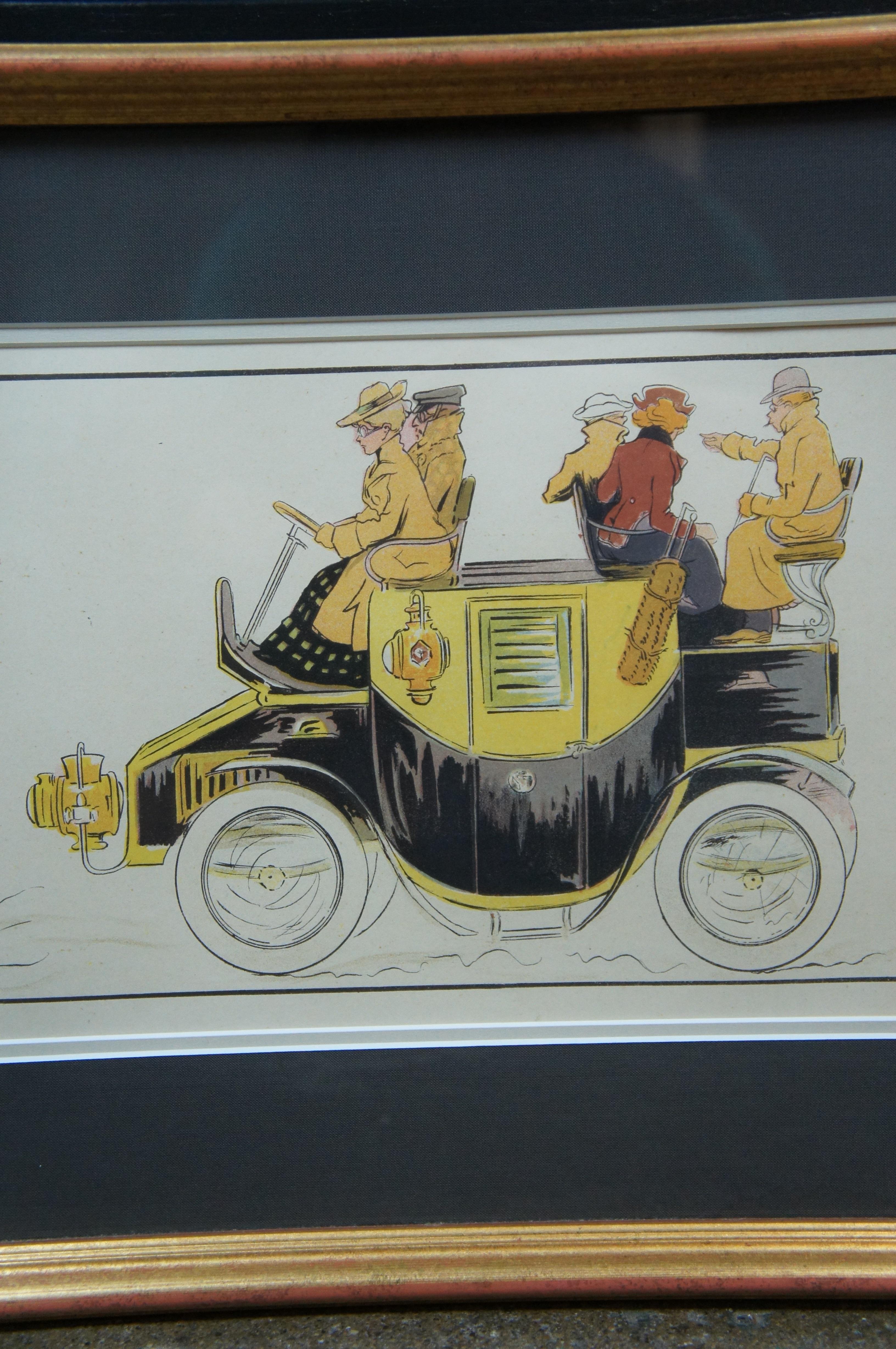 Antique Fernand Fernel French Automobiles Bicycle Motorcycle Lithograph Print For Sale 2