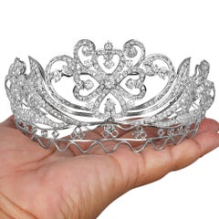 Antique Fernch Floral  Diamond Platinum Wedding Tiara