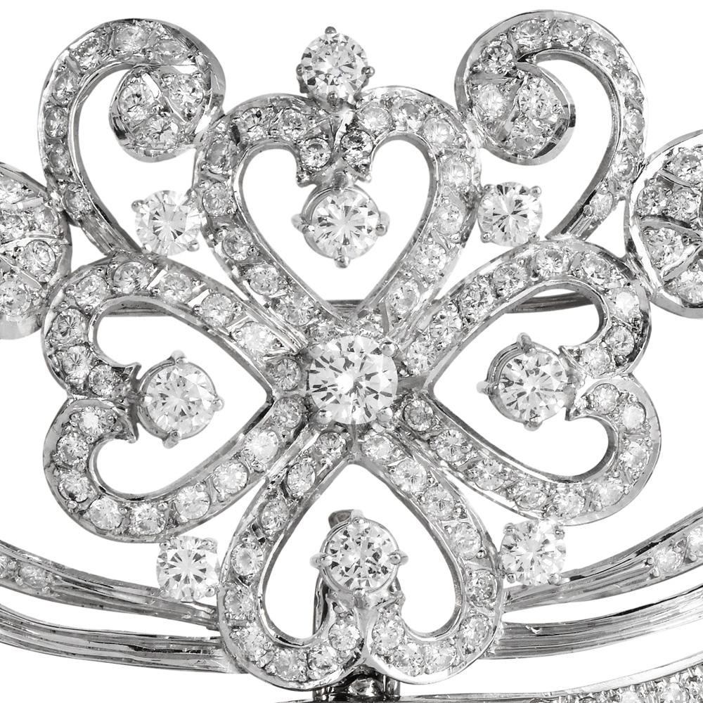 Women's Antique Fernch Floral  Diamond Platinum Wedding Tiara For Sale