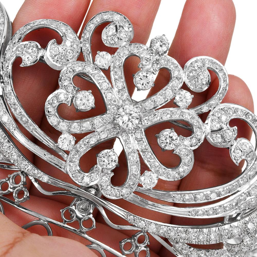 Antique Fernch Floral  Diamond Platinum Wedding Tiara For Sale 1