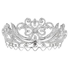 Antique Fernch Floral  Diamond Platinum Wedding Tiara