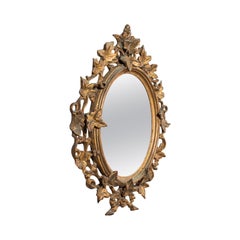 Antique Festive Mirror, English, Giltwood, Glass, Winter, Victorian, circa 1860