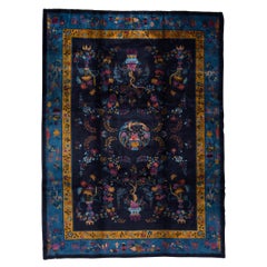 Ancien tapis chinois à plumes