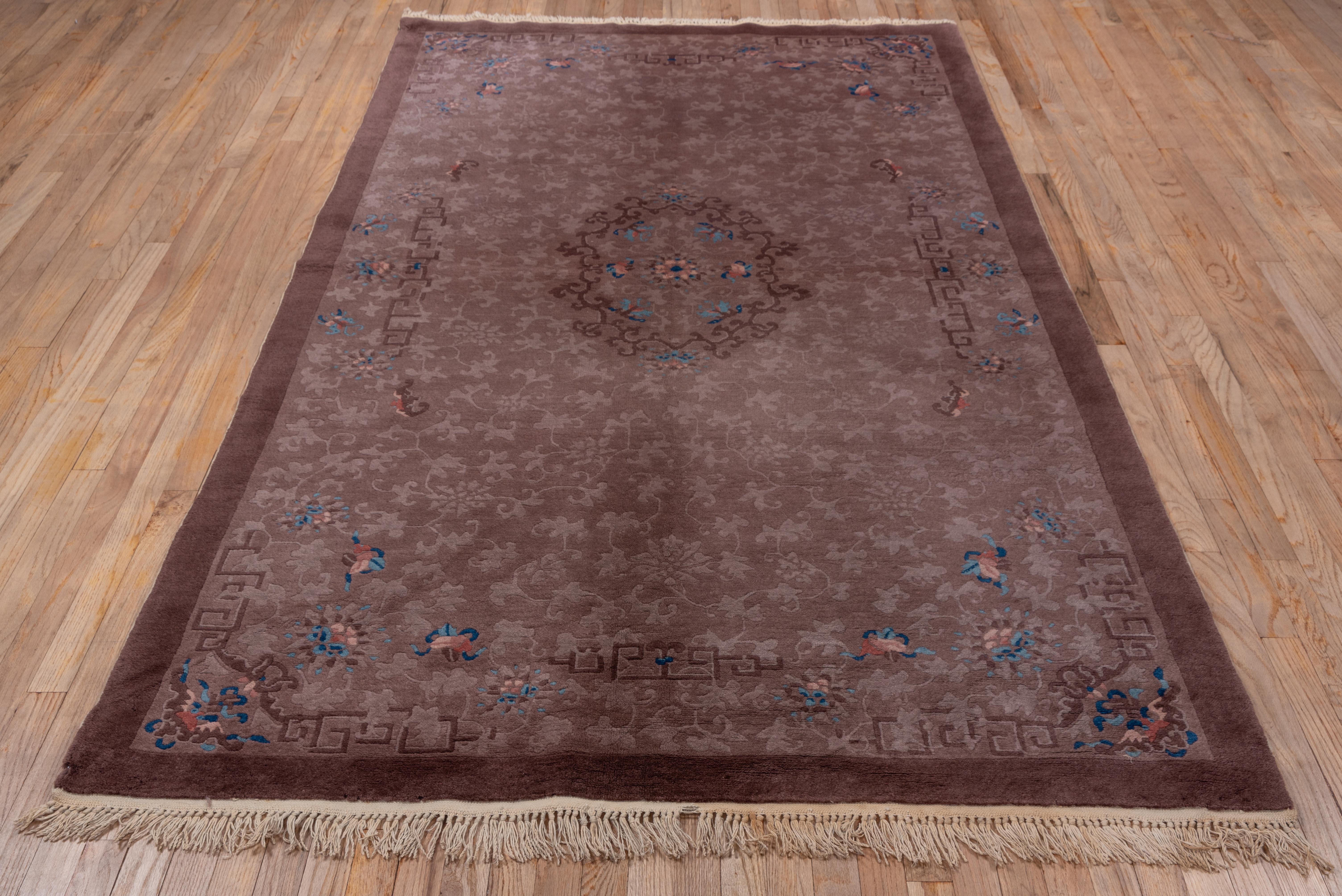 Hand-Knotted Antique Fette Chinese Rug with Allover Vine Pattern For Sale