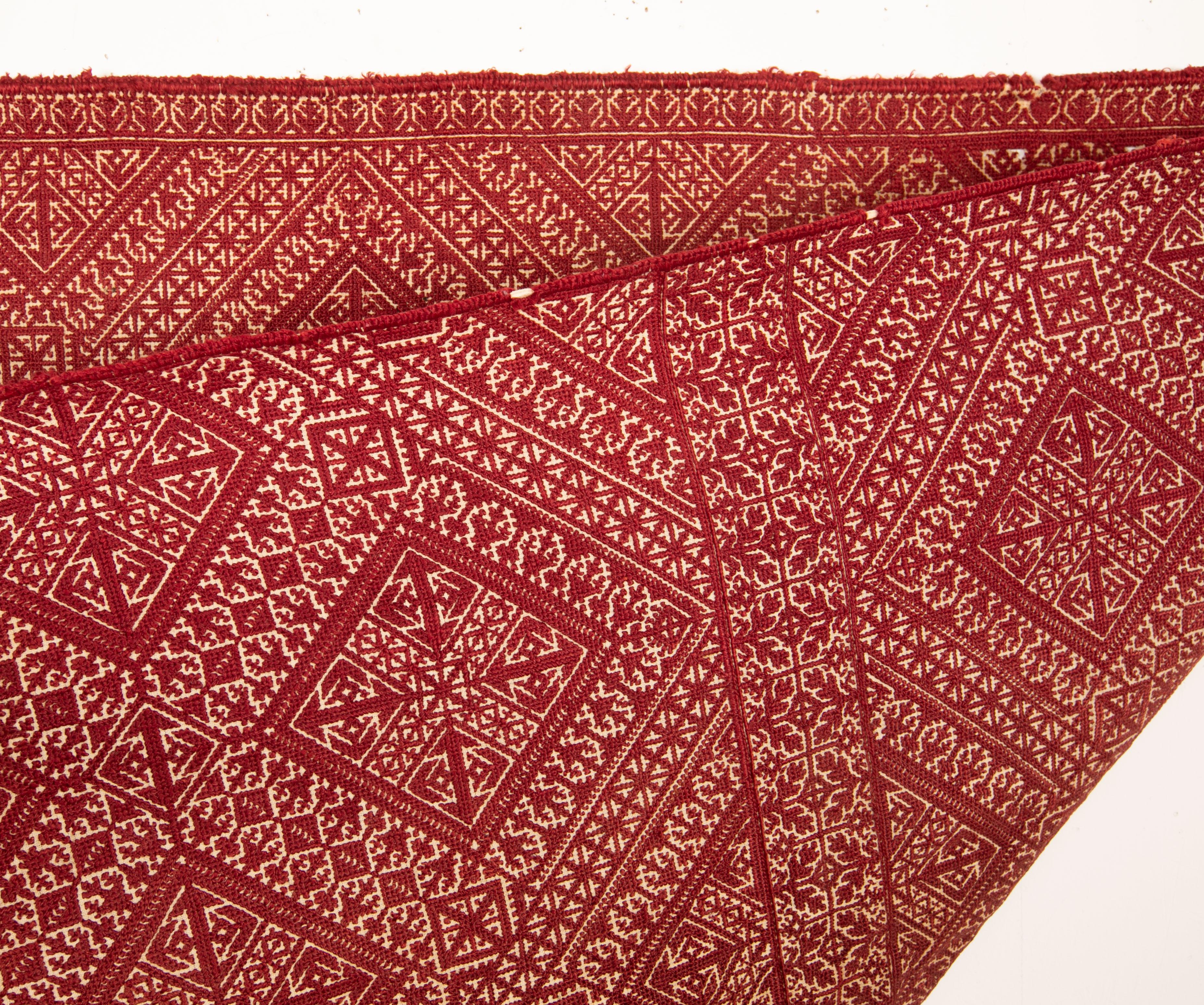 Silk Antique Fez Embroidery from Morocco, 1900s