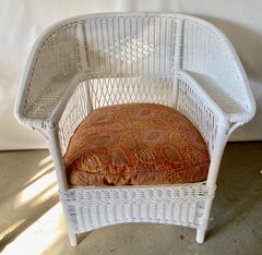 Antique Ficks Reed Wide Arm Wicker Armchair