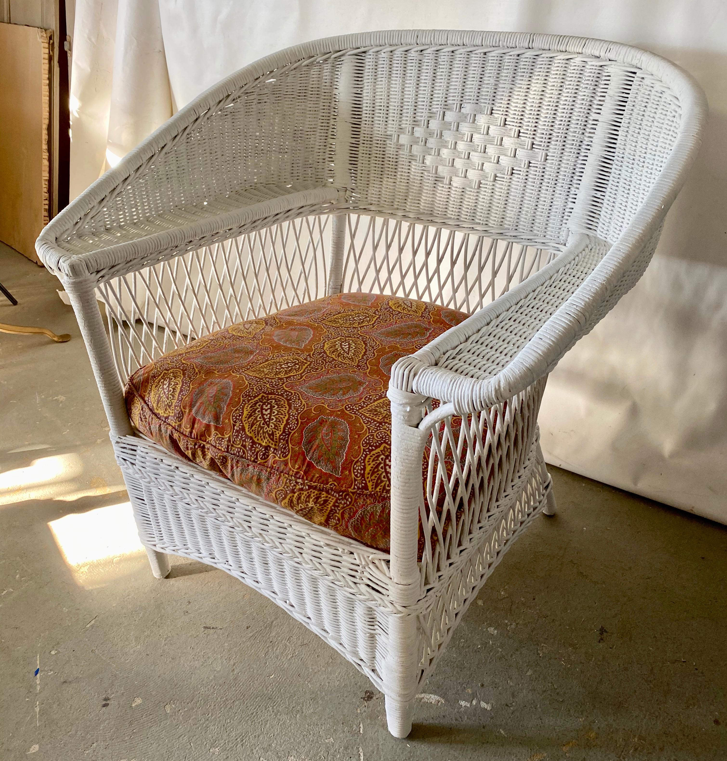 antique wicker chair with springs