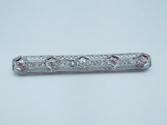 Antique Art Deco 1.61ct Diamond Brooch in 18K White Gold, 1920s