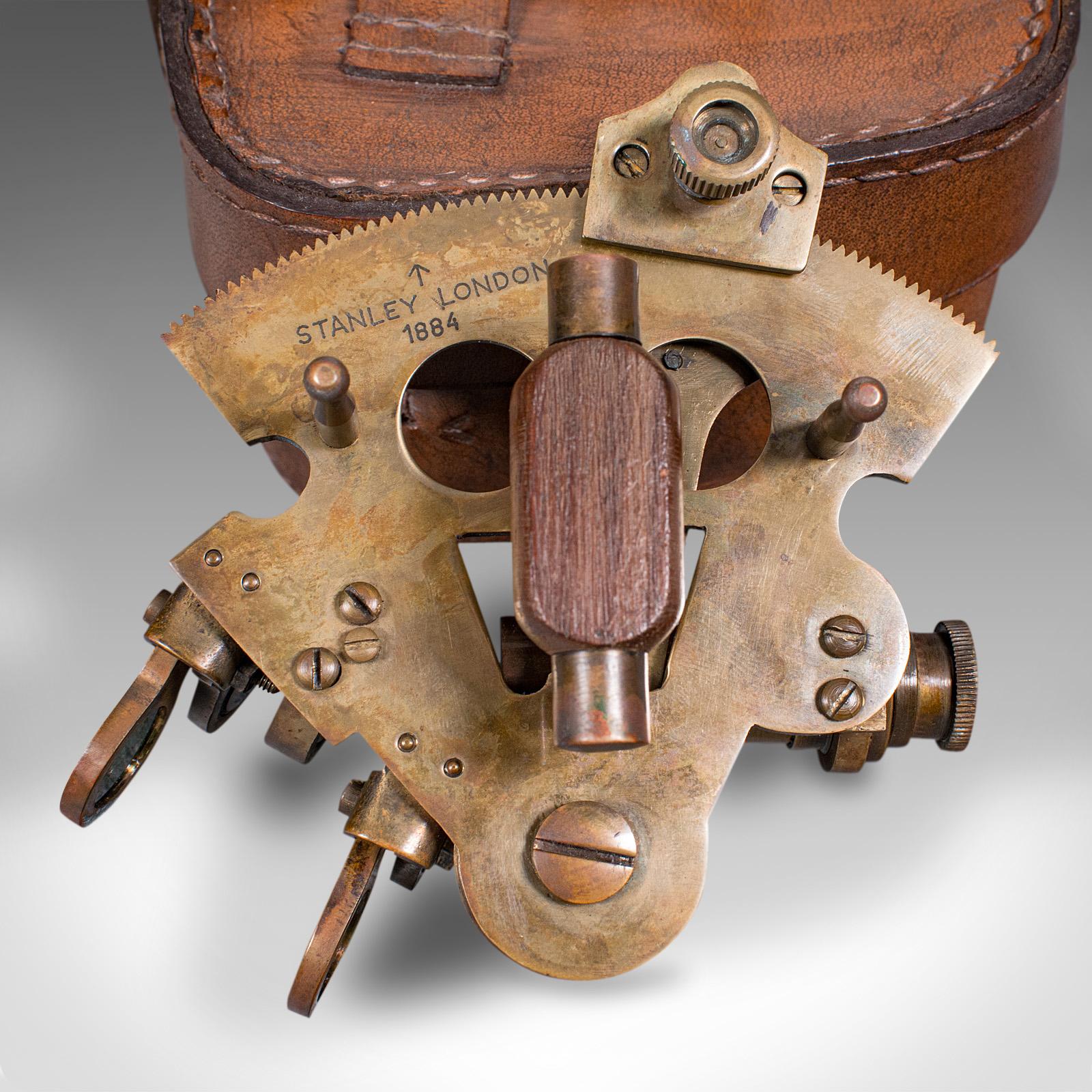 Antique Field Sextant, English, Brass, Military Instrument, Stanley, Victorian 3