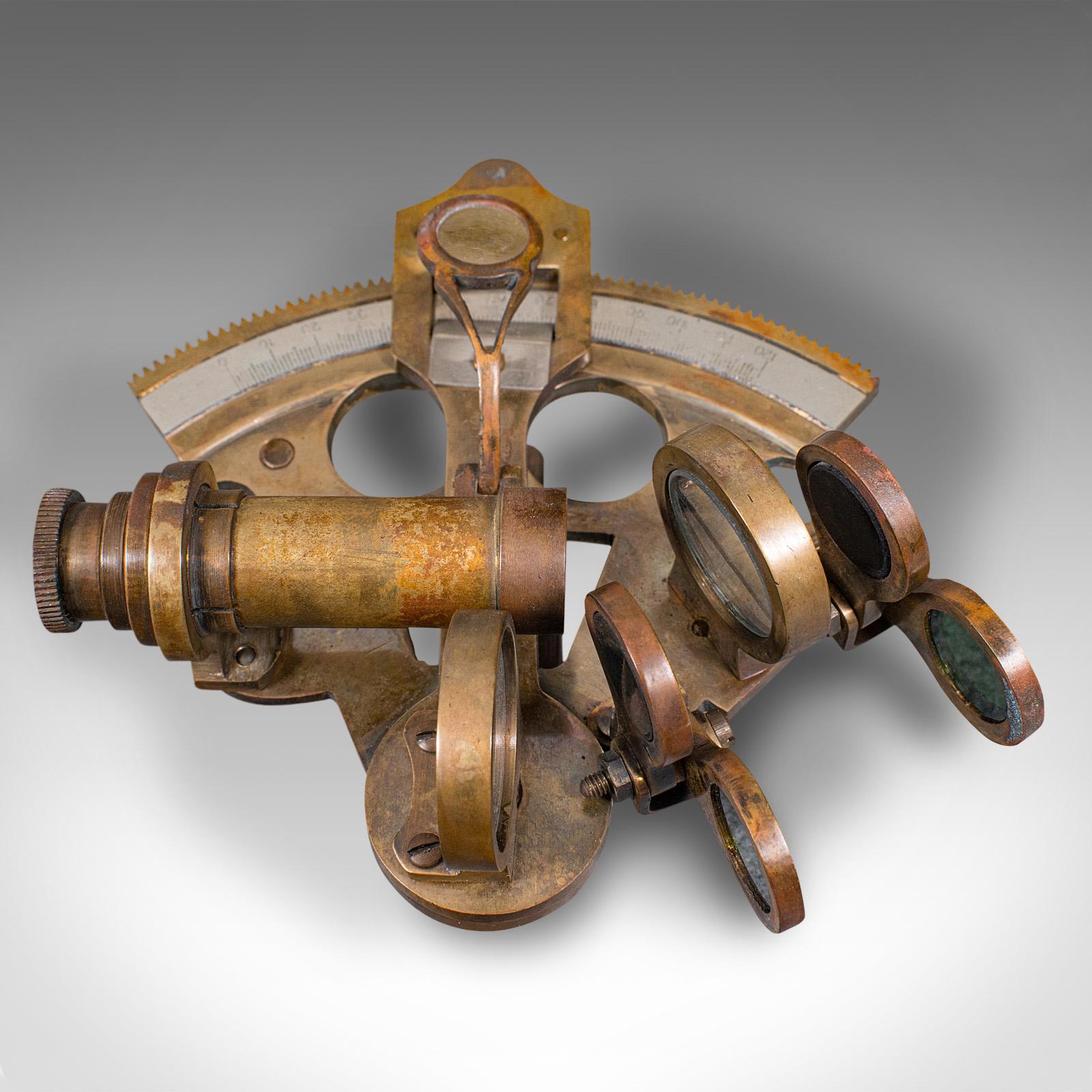 Antique Field Sextant, English, Brass, Military Instrument, Stanley, Victorian In Good Condition In Hele, Devon, GB