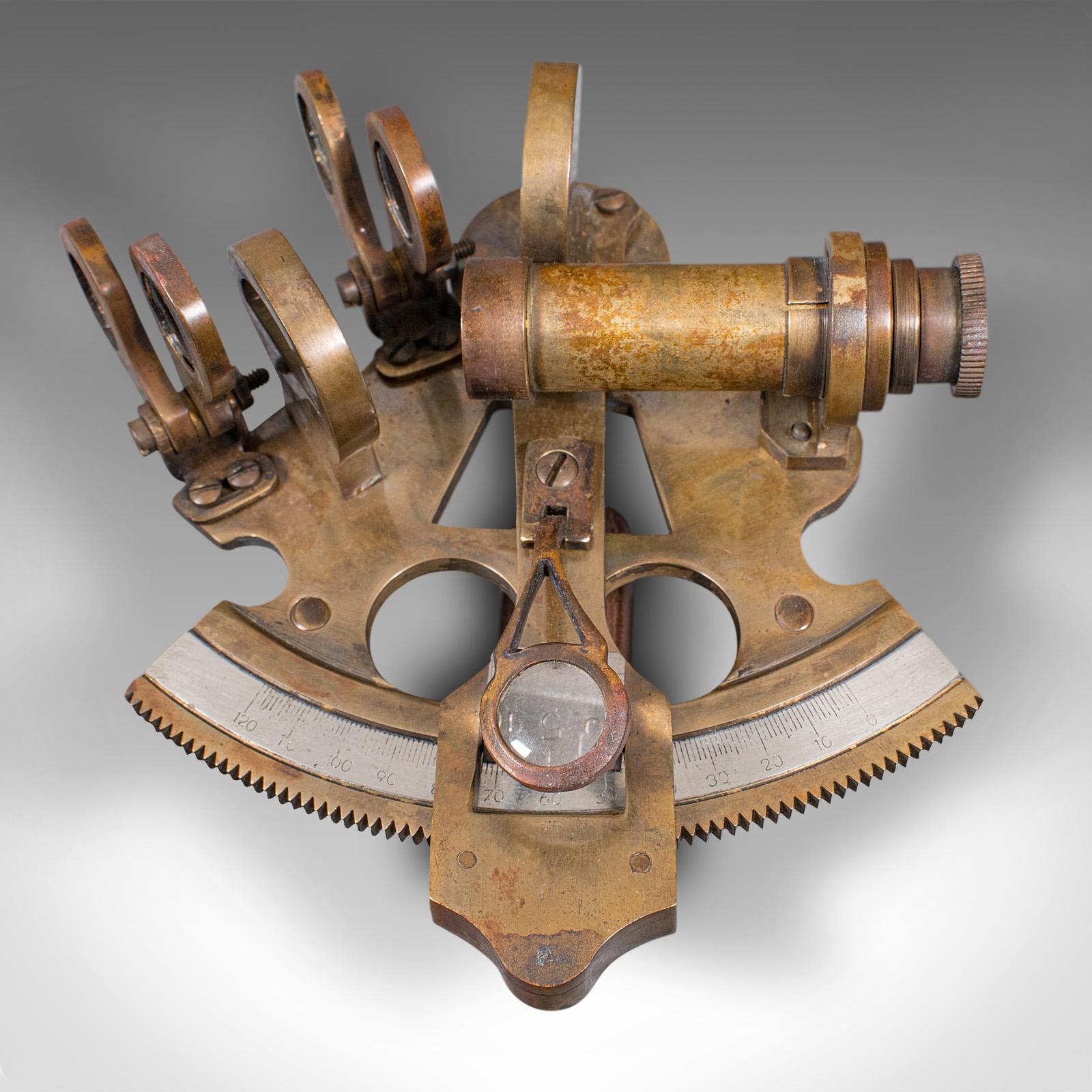 19th Century Antique Field Sextant, English, Brass, Military Instrument, Stanley, Victorian