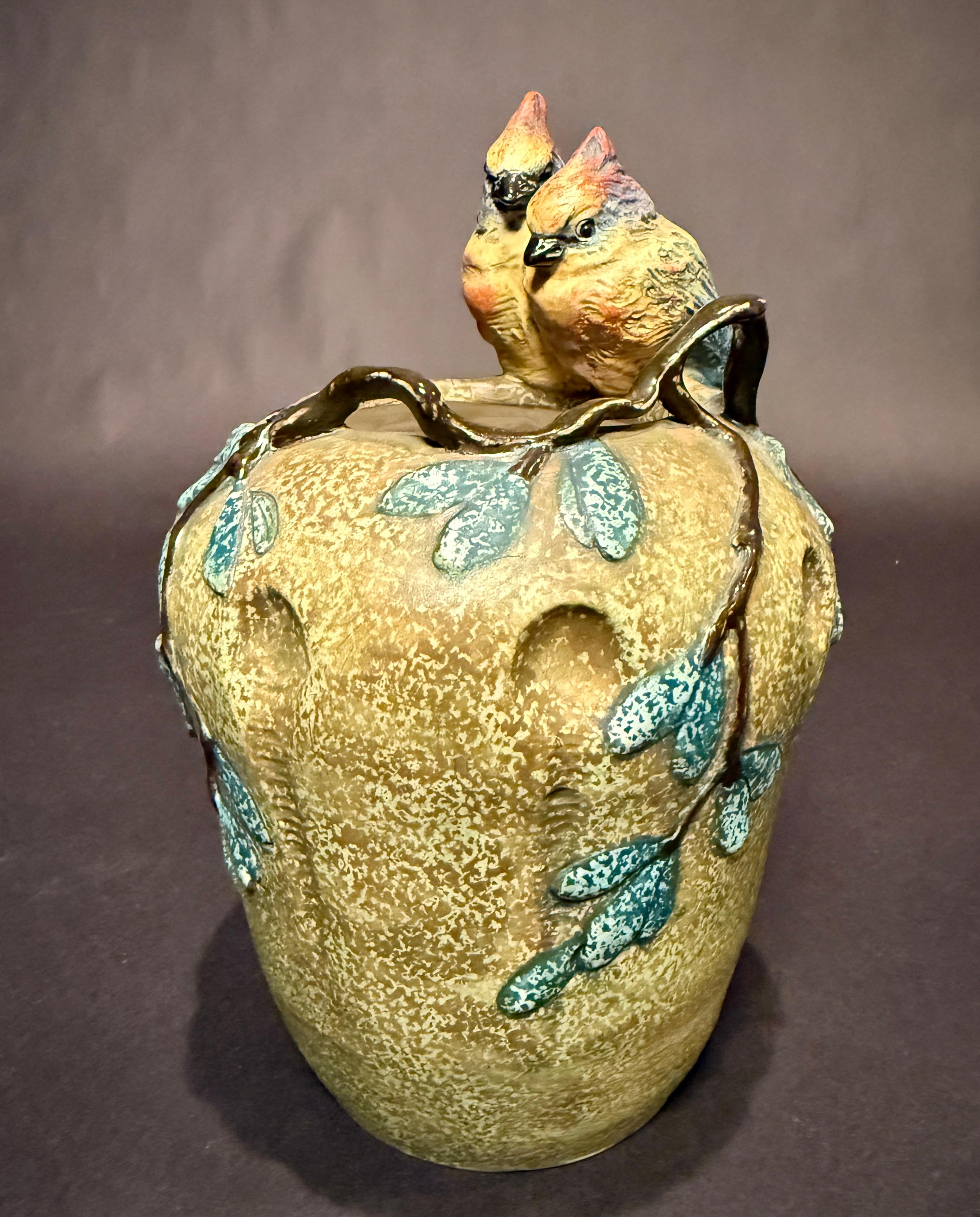 Glazed Antique Figural Amphora Vase For Sale