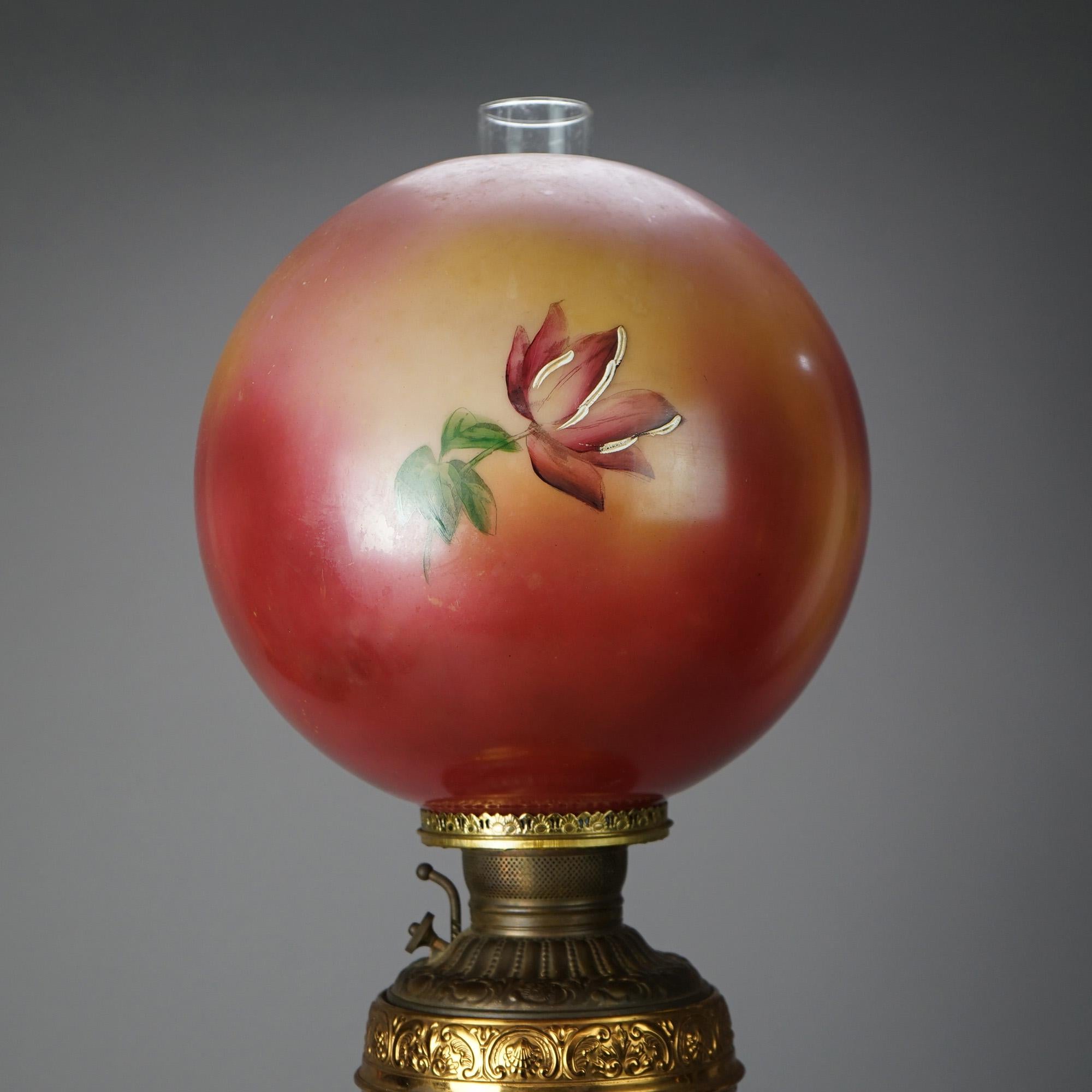 Lampe figurative ancienne en laiton et métal doré avec abat-jour peint à la main, vers 1890 en vente 6