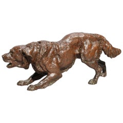 Vintage Figural Bronze Field Bird Retriever Dog Sculpture, circa 1900