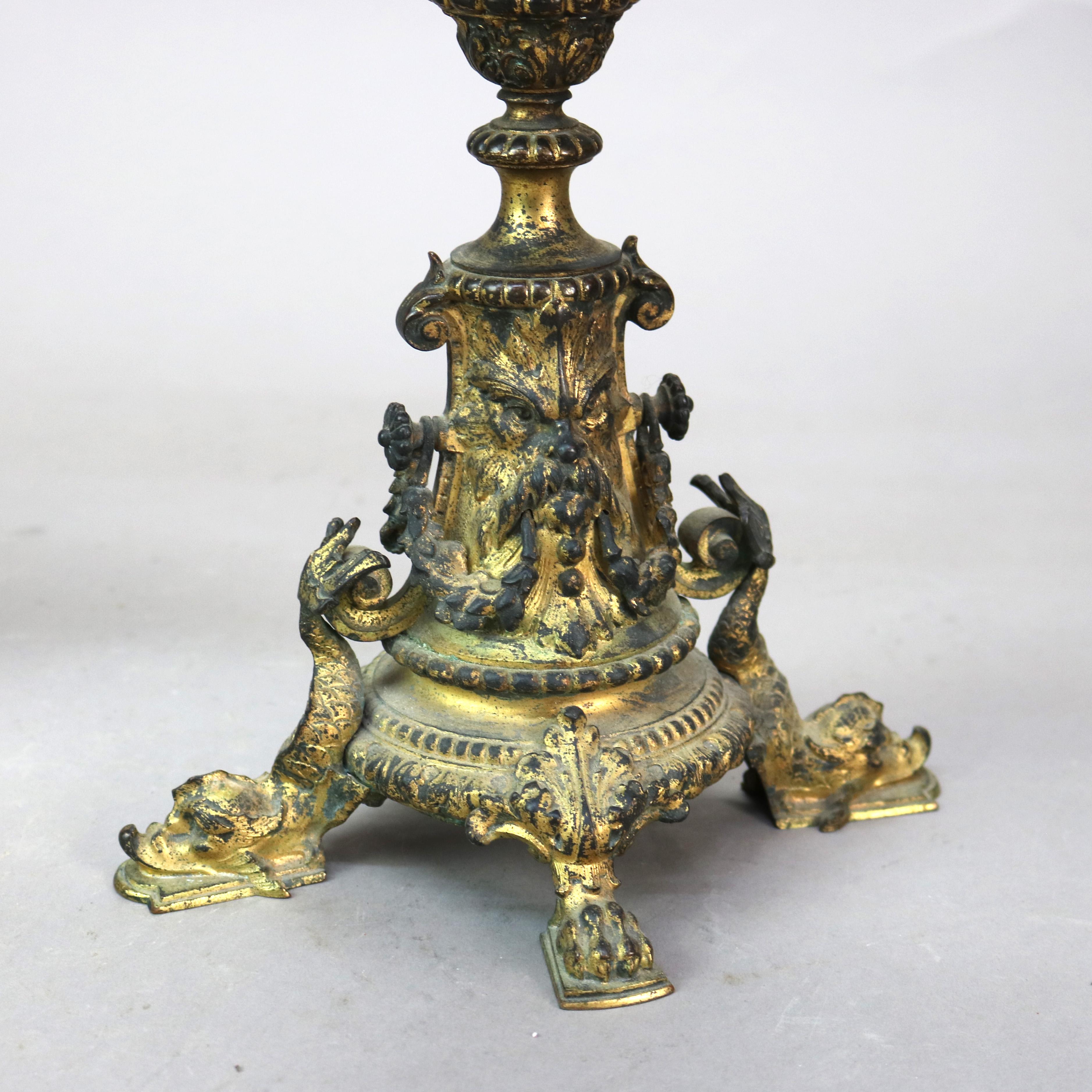 Antique Figural Bronze & Gilt Finish Six-Candle Wind God Candelabras C1890 For Sale 1