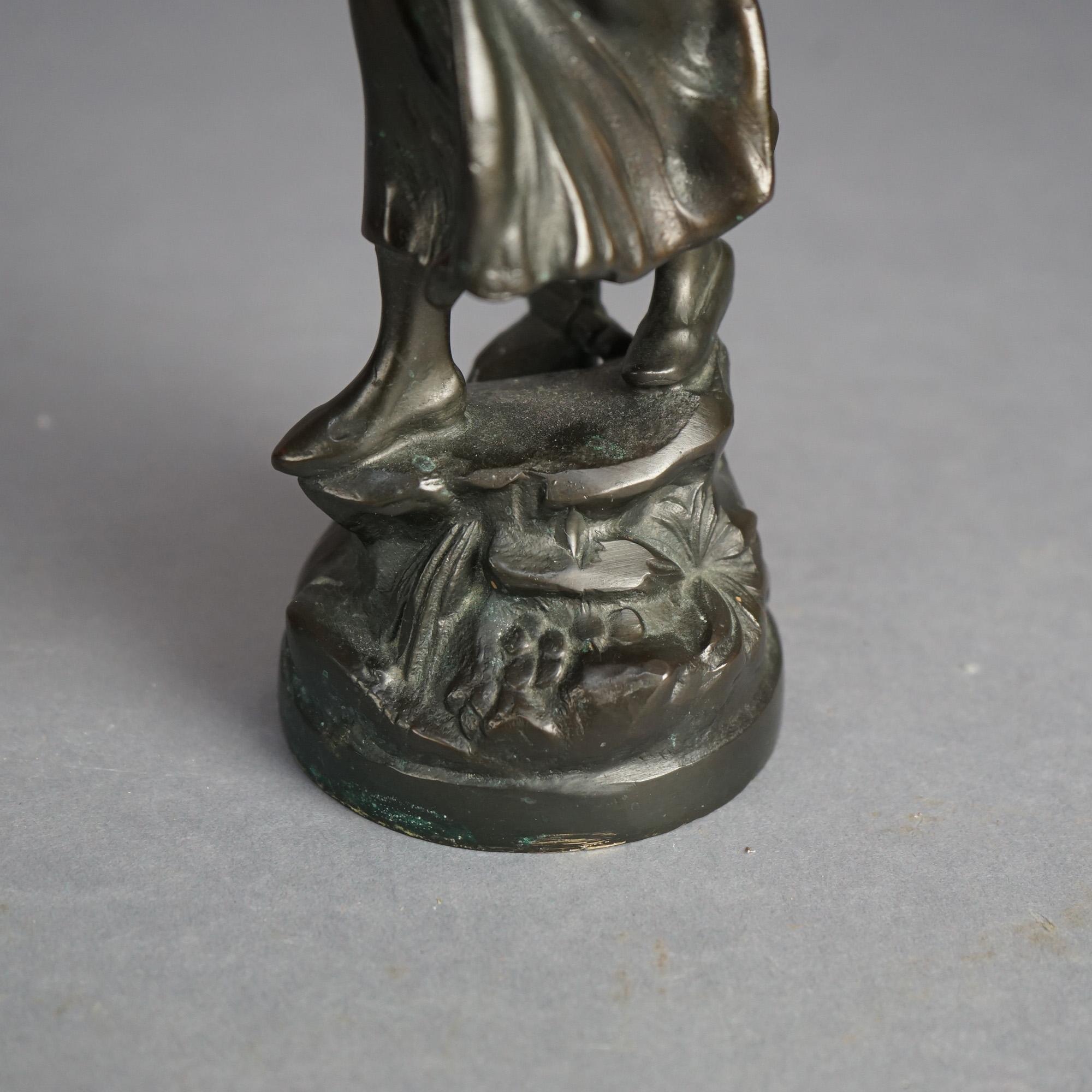 Antique Figural Bronze Harvest Maiden Statue with Foundry Mark C1900 2