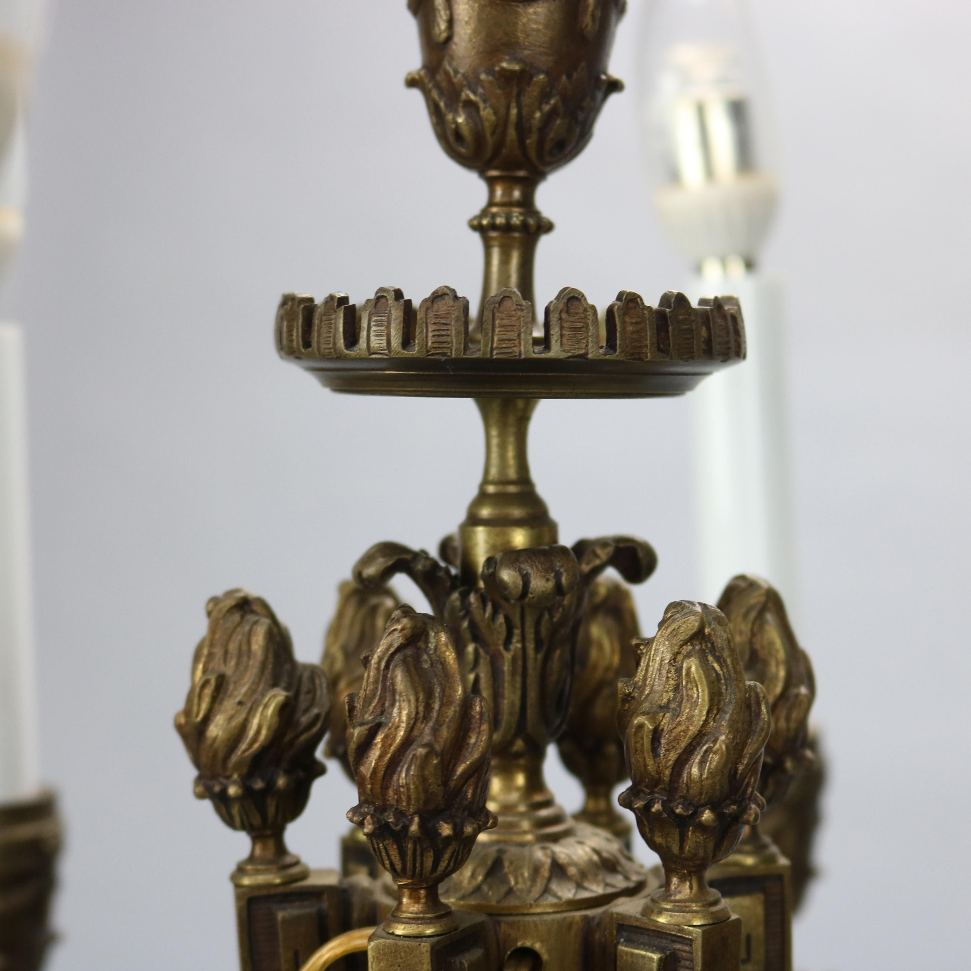 Antique Figural Bronze Rococo Candelabra Lamp with Satyr, Circa 1890 3