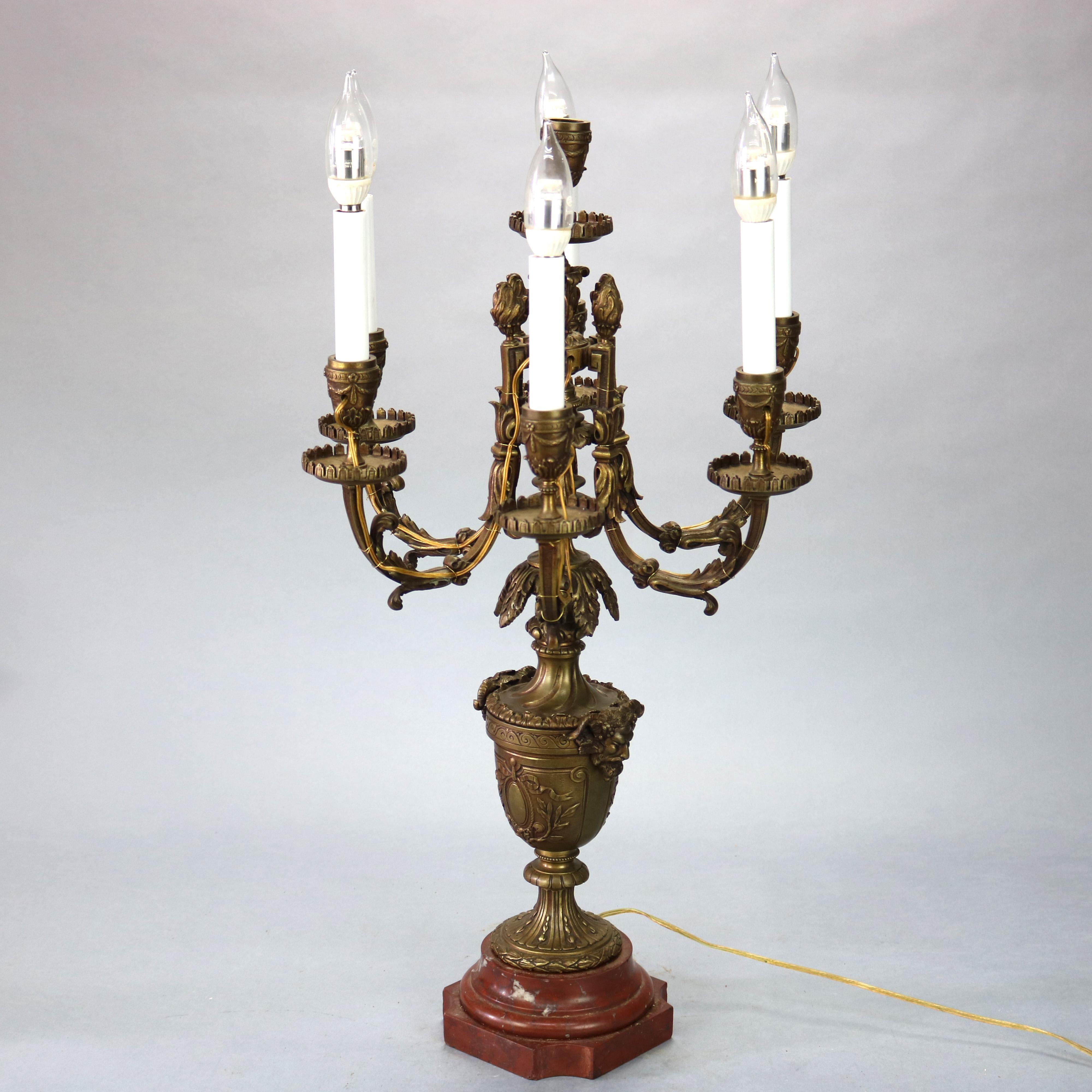 Antique Figural Bronze Rococo Candelabra Lamp with Satyr, Circa 1890 7