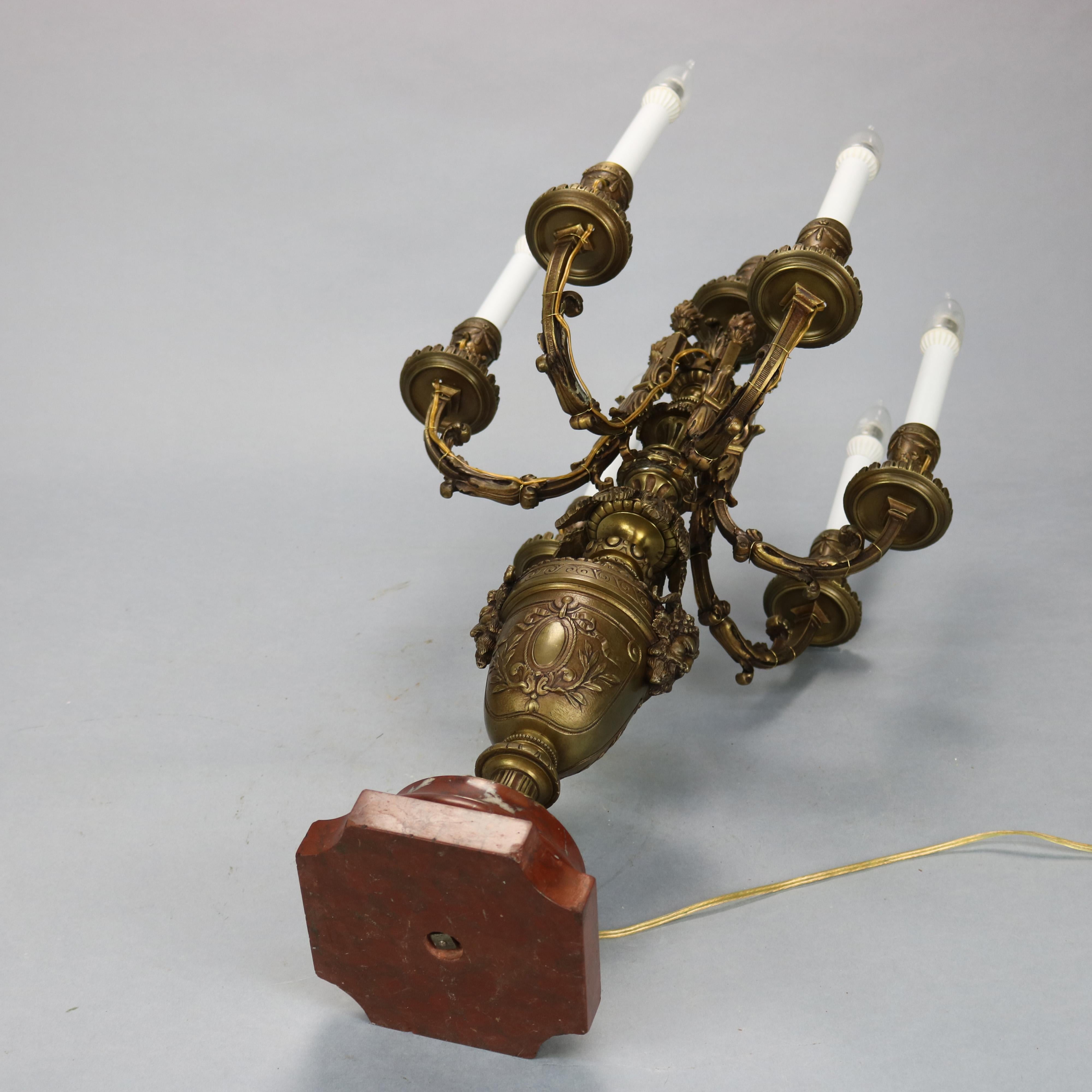 Antique Figural Bronze Rococo Candelabra Lamp with Satyr, Circa 1890 8