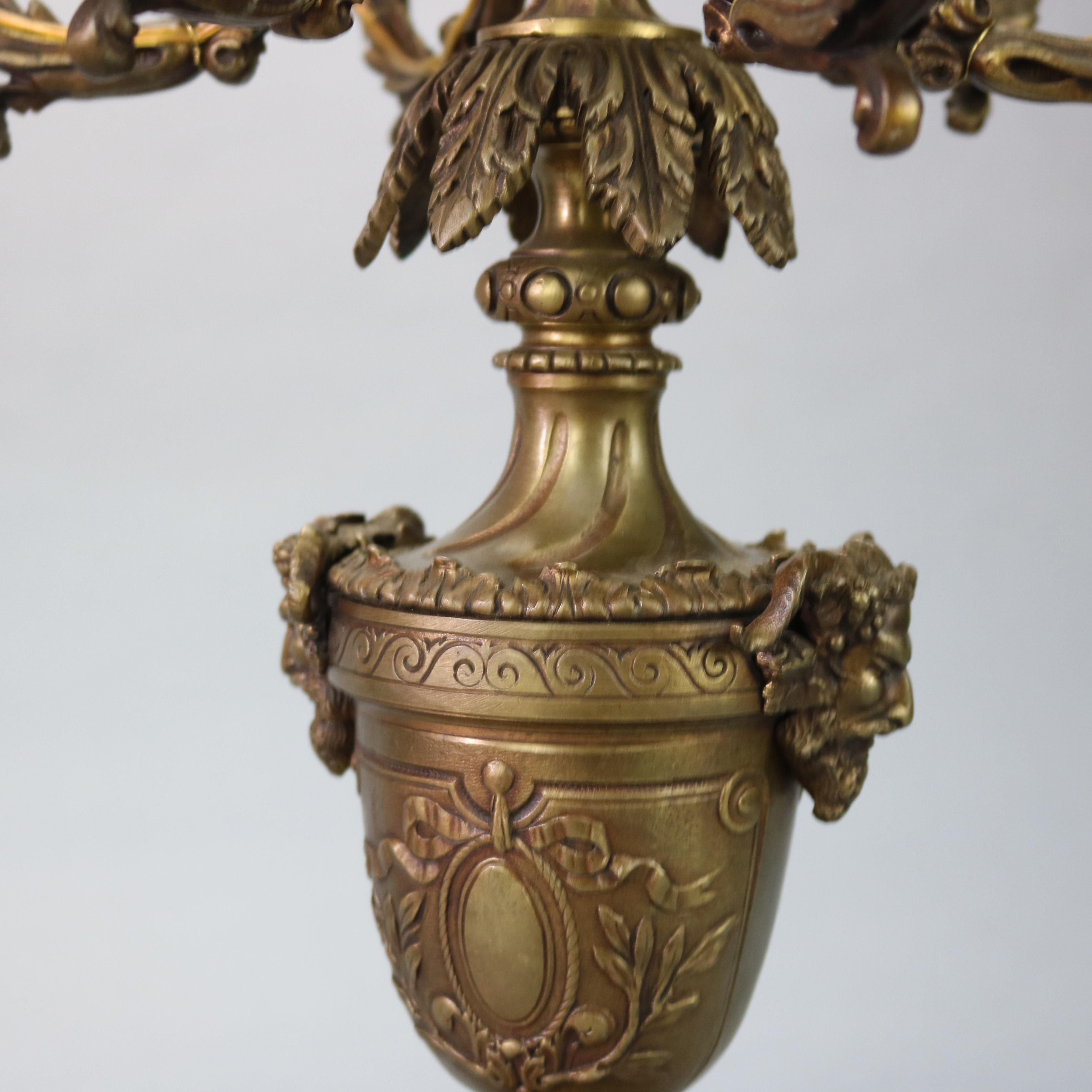 French Antique Figural Bronze Rococo Candelabra Lamp with Satyr, Circa 1890