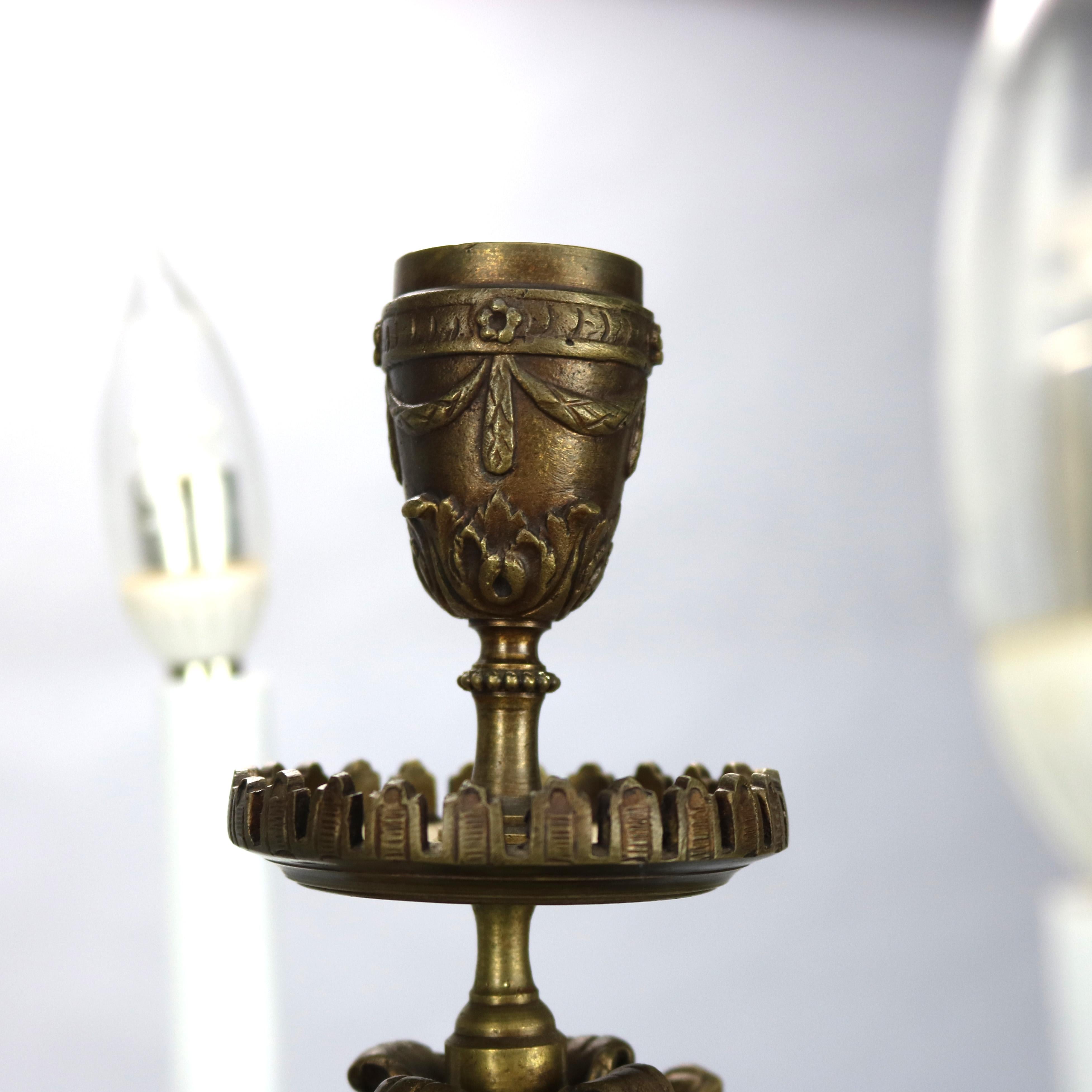 Antique Figural Bronze Rococo Candelabra Lamp with Satyr, Circa 1890 2