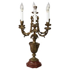 Antique Figural Bronze Rococo Candelabra Lamp with Satyr, Circa 1890