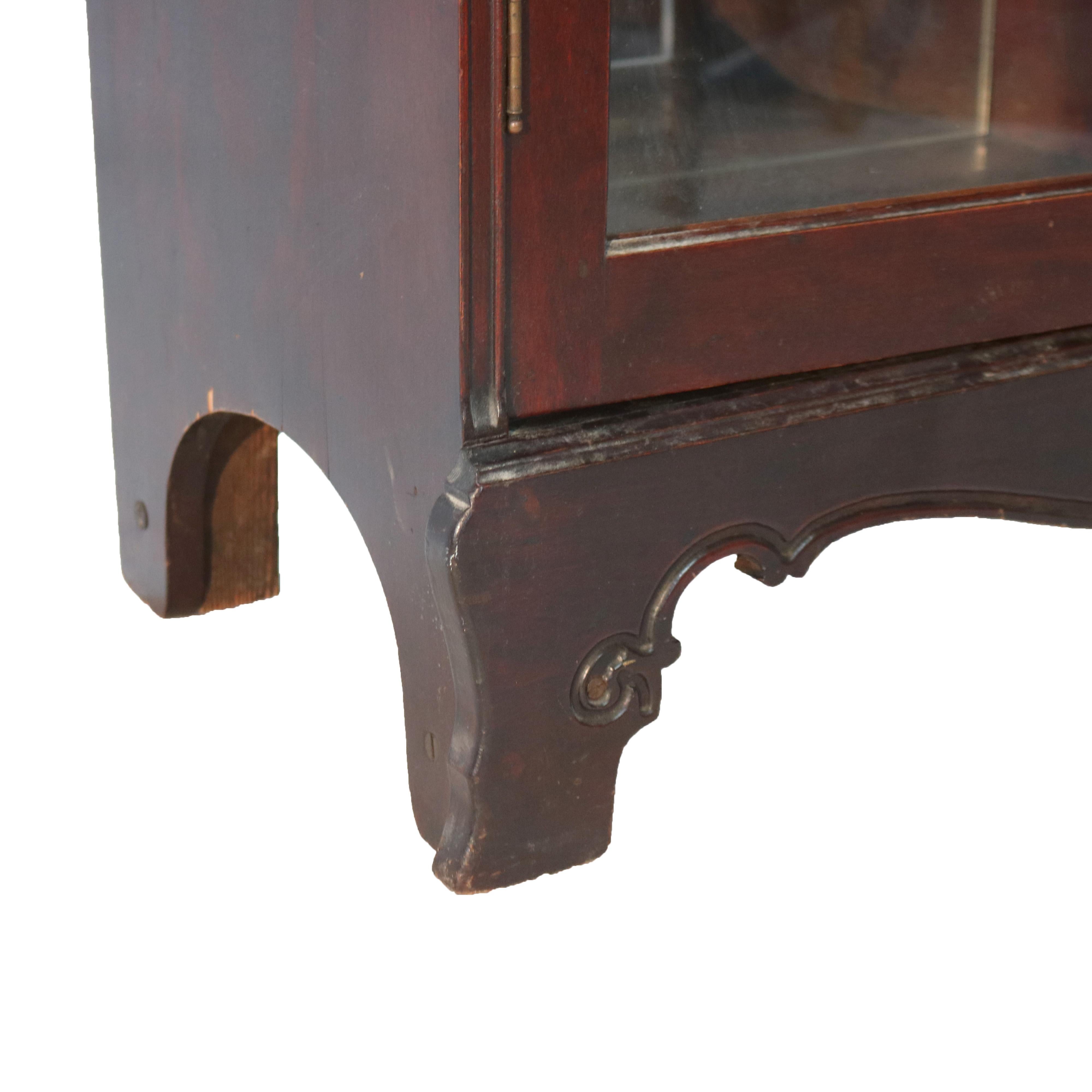 Antico segretario figurato intagliato a fiamma in mogano con specchio C1890 in vendita 10