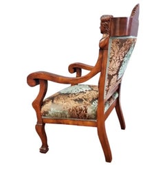 Antique Figural Carved Ornate Armchair by Karpen FurnitureCo.Newly Reupholstered