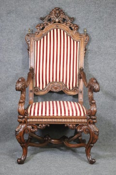Antique Figural Carved Throne Chair