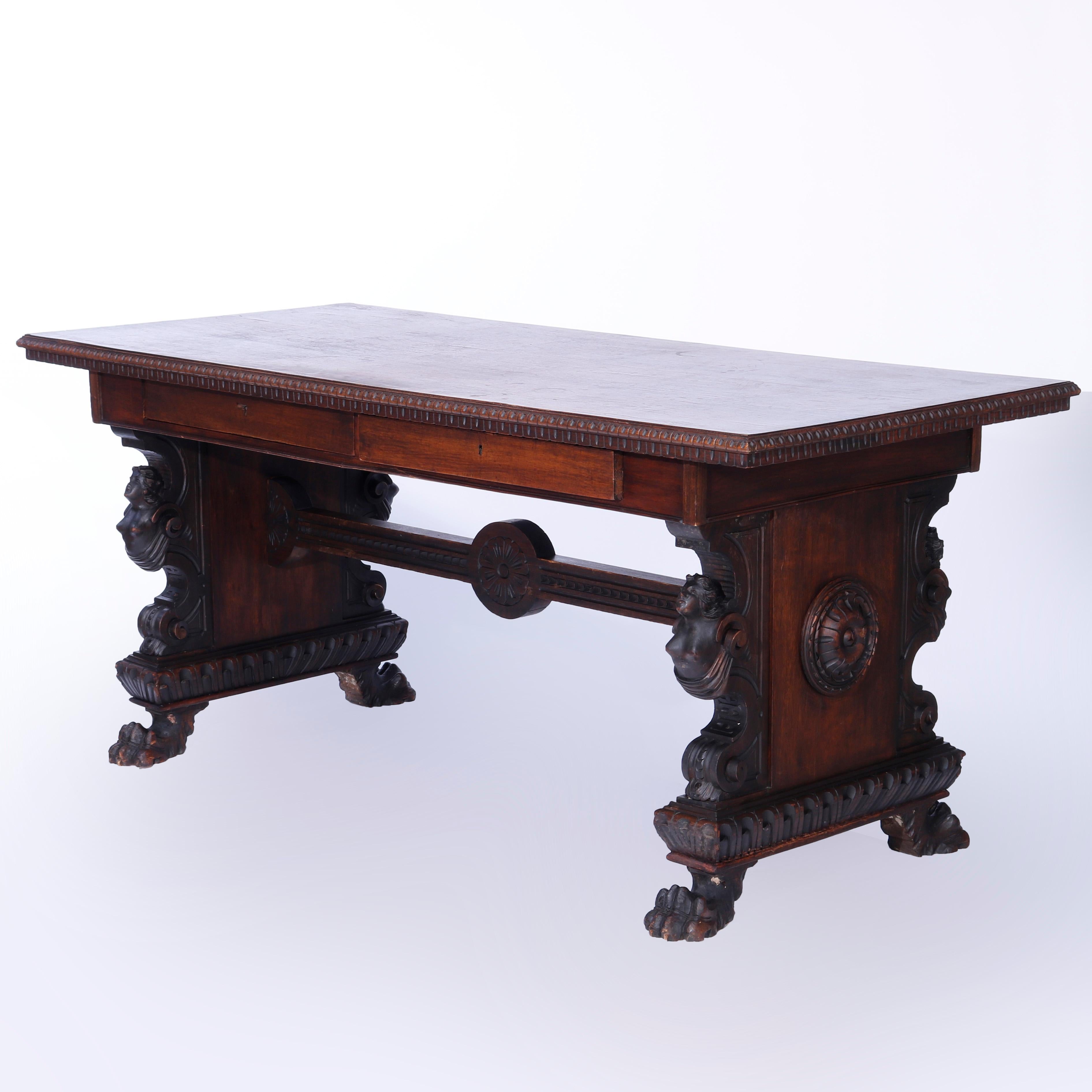 antique library table value