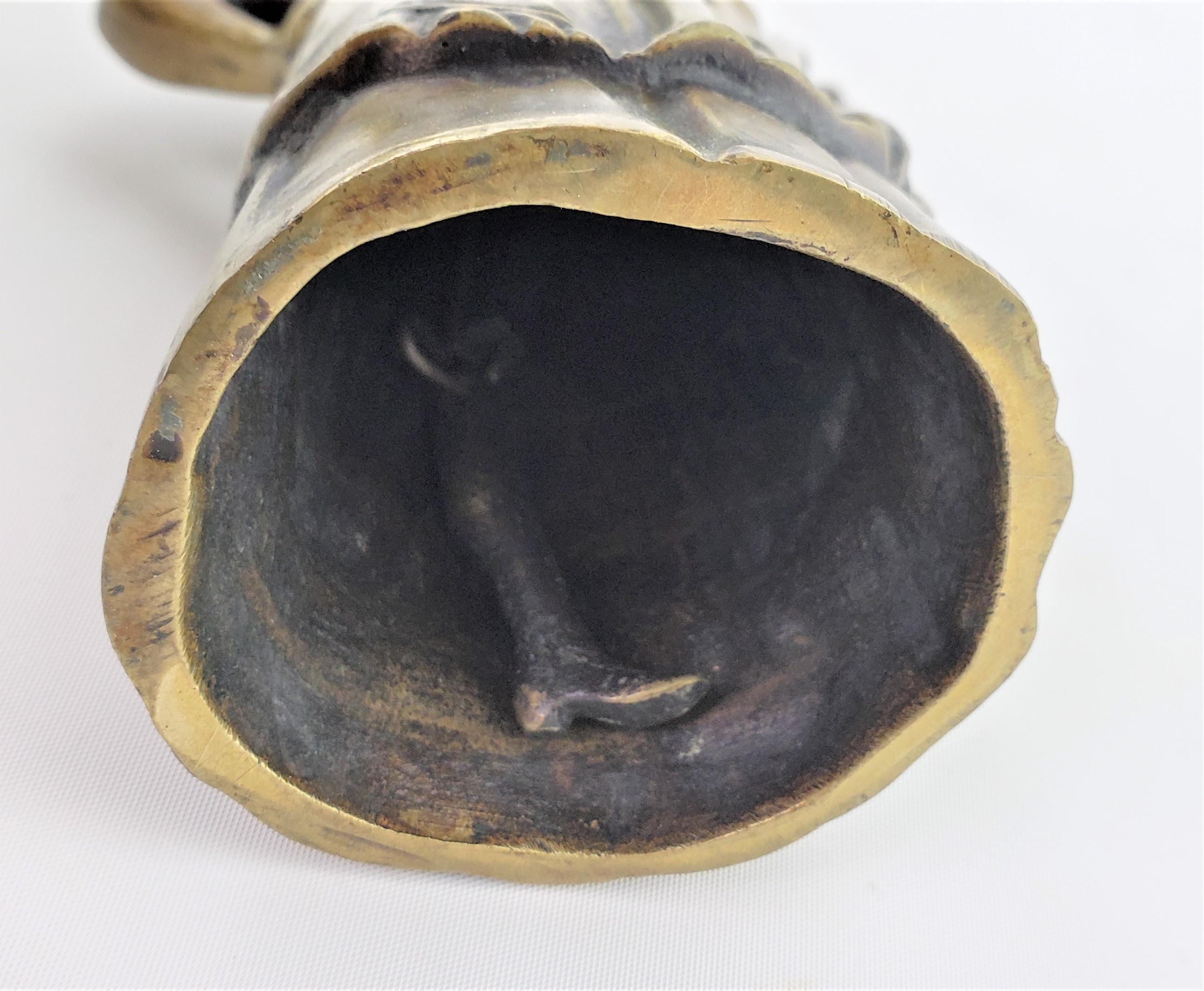 Antique Figural Cast Bronze Dinner Bell with Upset Woman & Shoed Leg Clapper For Sale 3