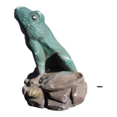 Antique Figural Cast Hardstone Frog Lawn Sprinkler C1930