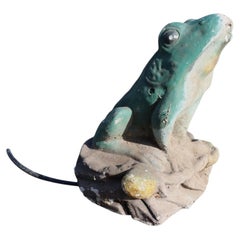 Antique Figural Cast Hardstone Frog Lawn Sprinkler C1930