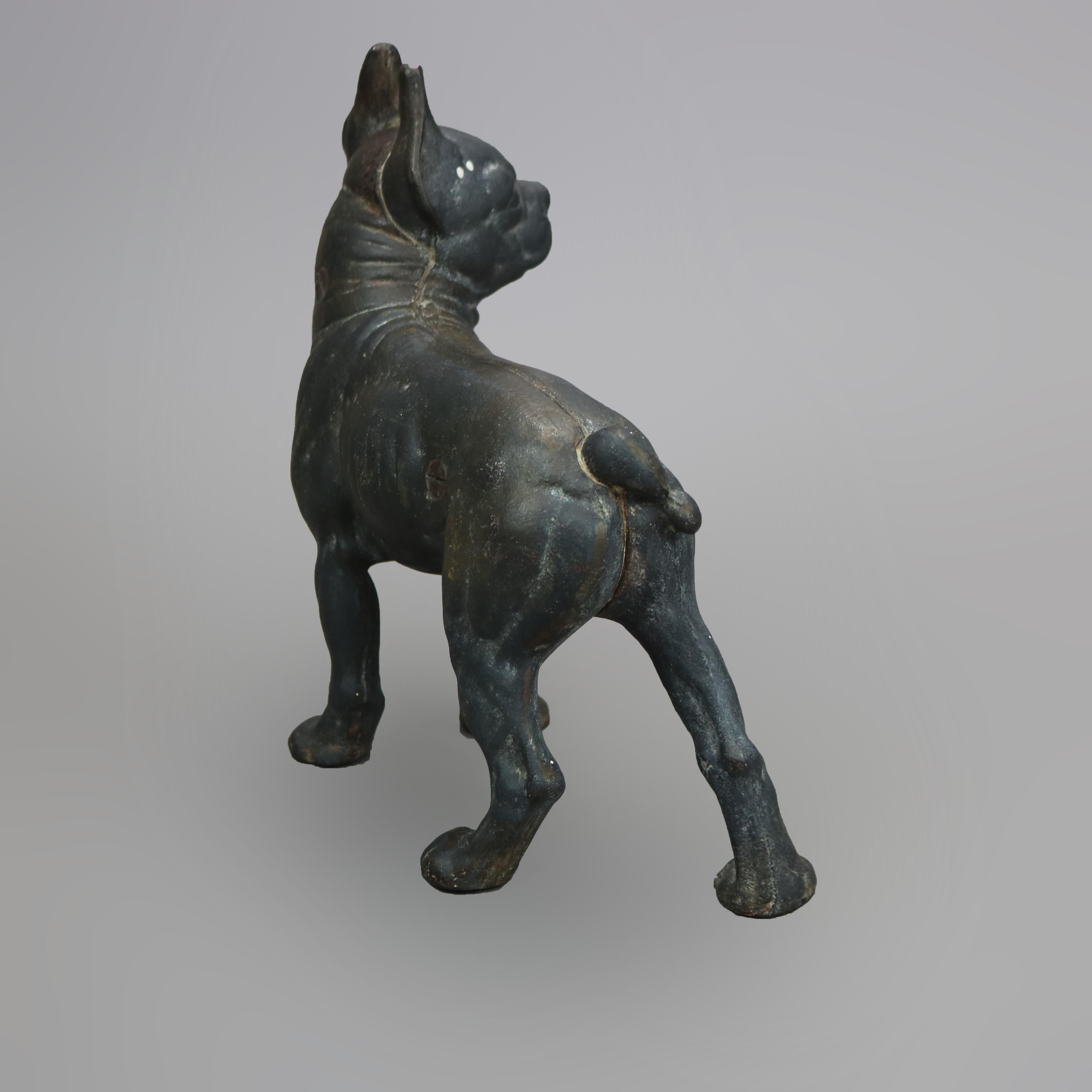 Antique Figural Cast Iron Bulldog Pug Doorstop, Circa 1900 In Good Condition For Sale In Big Flats, NY