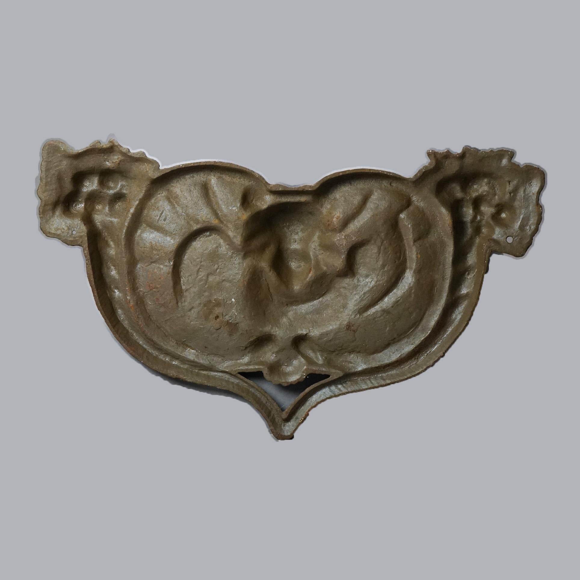Figural Cast Iron Embossed Cherub Architectural Wall Plaque 20thC 3