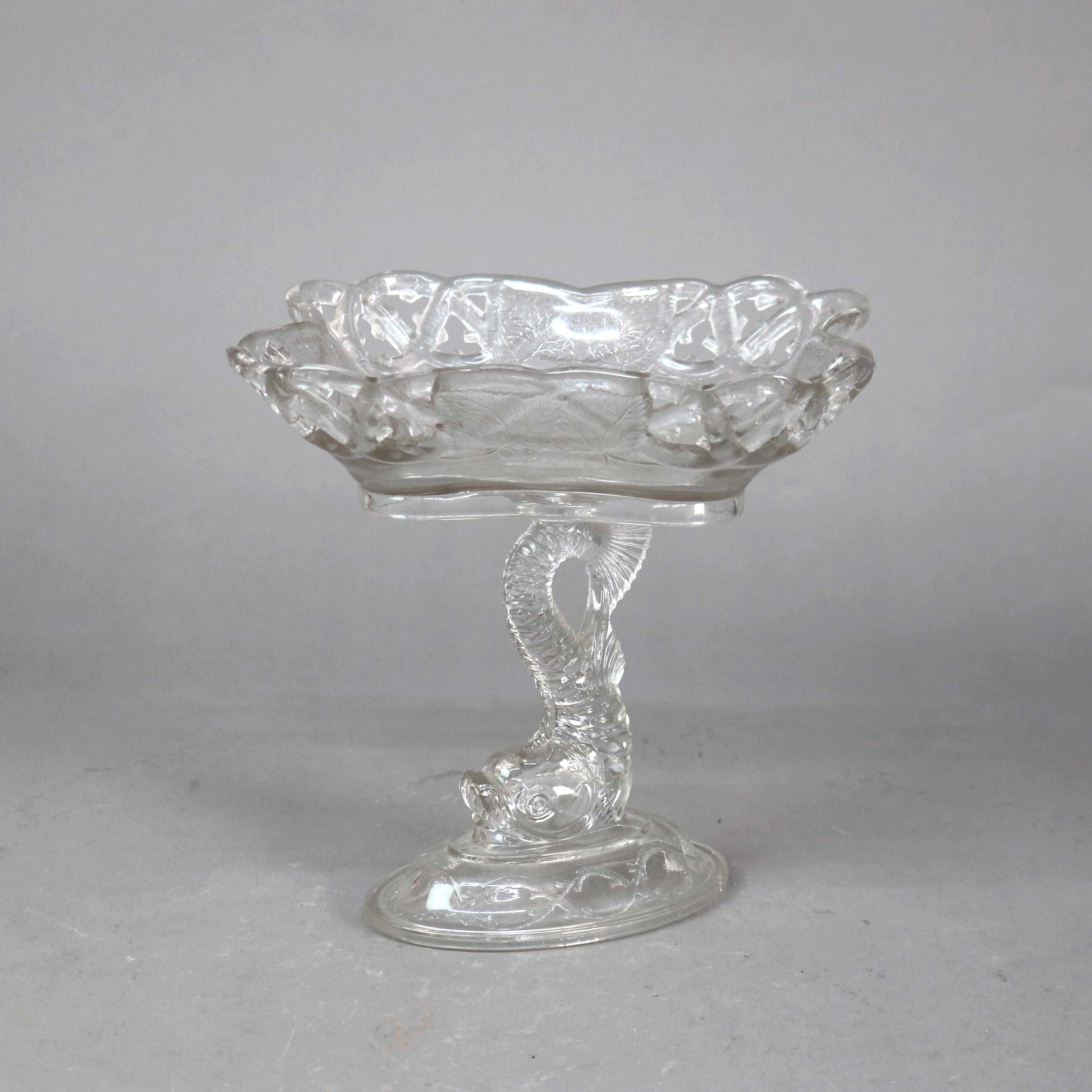 Ancienne compote en verre pressé Figural Dolphin C1930

Mesures - 9 3/4