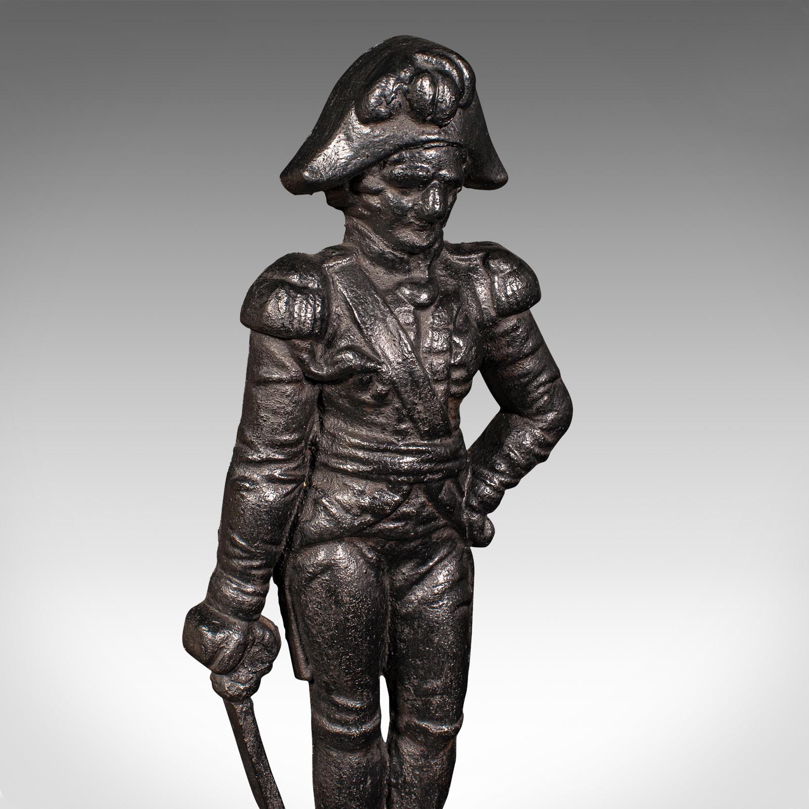 Antique Figural Doorstop, English, Cast Iron, Lord Nelson Door Keeper, Regency For Sale 1