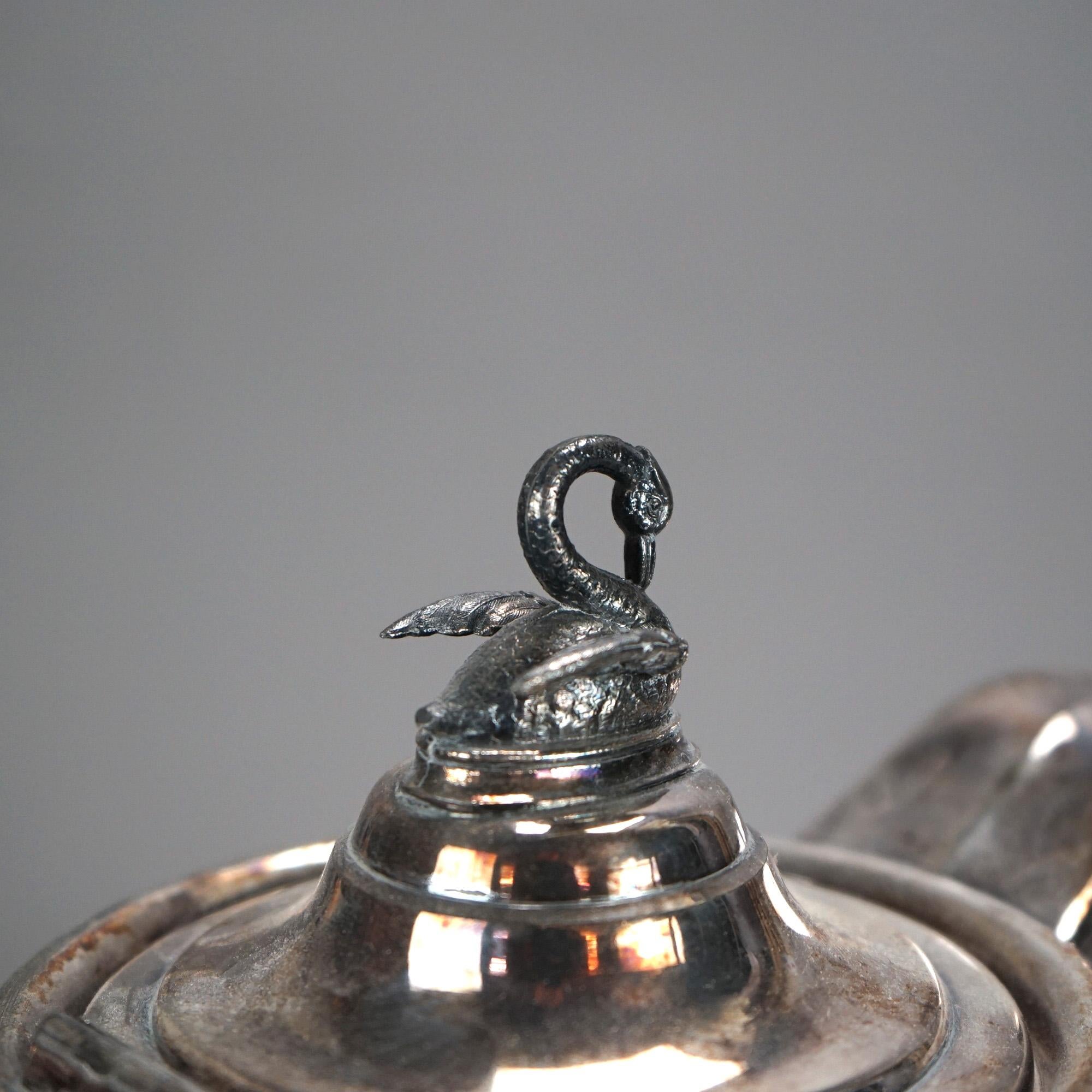 Antique Figural & Foliate Engraved Silver Plated Pitcher with Bird Finial C1890

Measures - 12.25