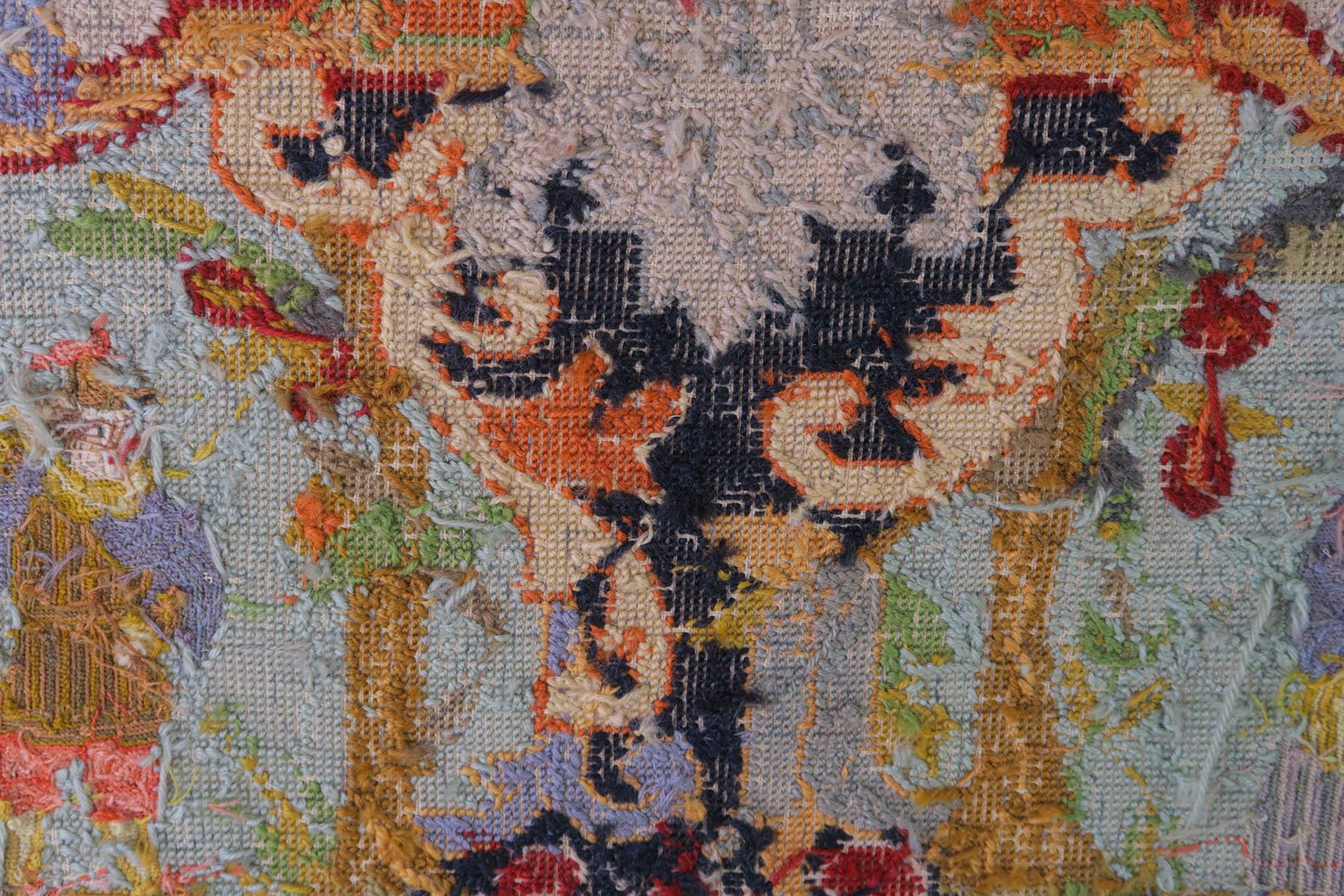 Vintage Figural Folk Art Wool Work. 20th Century In Good Condition In St Annes, Lancashire