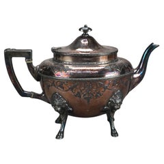 Antique Figural & Footed Silver Plated Teapot C1890