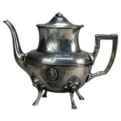 Antique Figural & Footed Silver Plated Teapot C1890