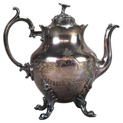 Antique Figural & Footed Silver Plated Teapot C1890